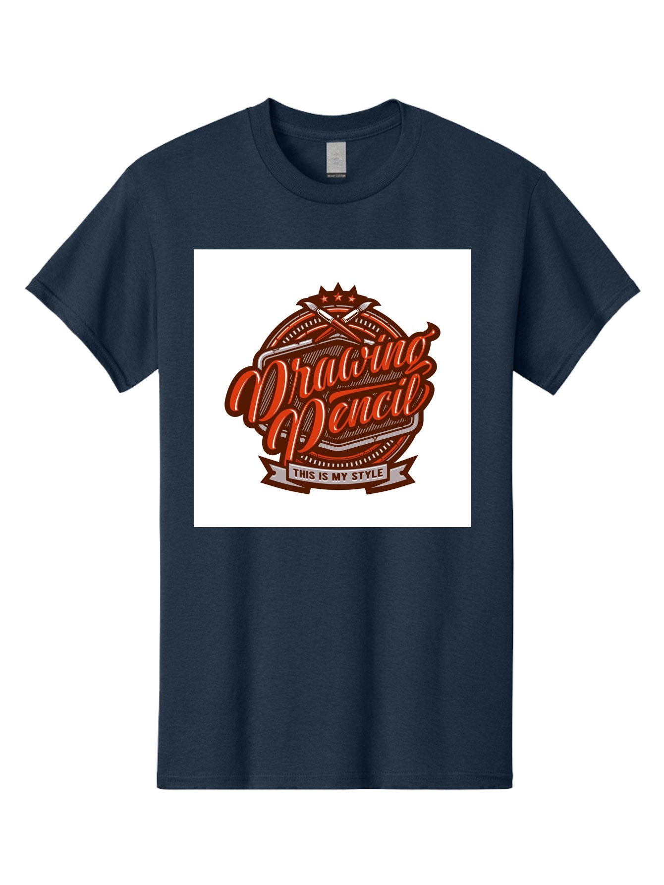 Drawing-Pencil Men'S Graphic Tee, 100% Cotton, Comfortable Casual Summer Wear, Machine Washable, Artistic Expression, Drawing Tools, Creative Style, Vintage Graphics, Artistic Pencils, Illustration Design, Sketching Supplies, Drawing Pencil, Aab466 9