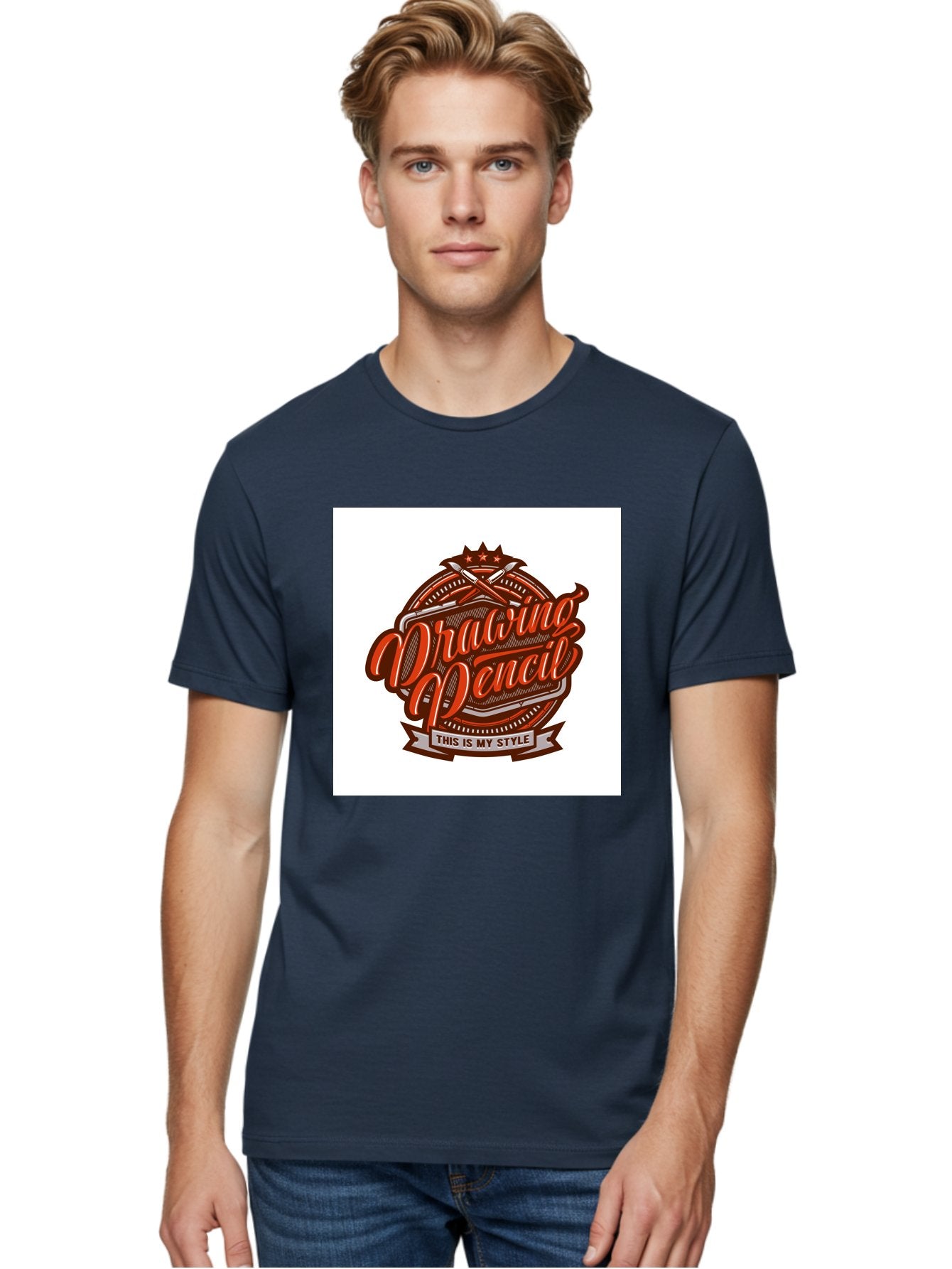 Drawing-Pencil Men'S Graphic Tee, 100% Cotton, Comfortable Casual Summer Wear, Machine Washable, Artistic Expression, Drawing Tools, Creative Style, Vintage Graphics, Artistic Pencils, Illustration Design, Sketching Supplies, Drawing Pencil, Aab466 26