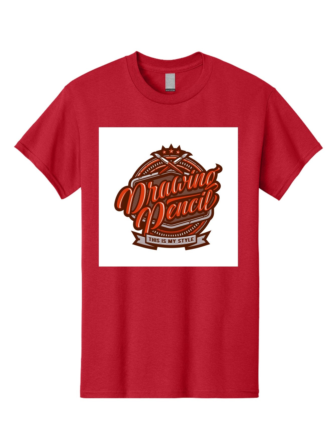 Drawing-Pencil Men'S Graphic Tee, 100% Cotton, Comfortable Casual Summer Wear, Machine Washable, Artistic Expression, Drawing Tools, Creative Style, Vintage Graphics, Artistic Pencils, Illustration Design, Sketching Supplies, Drawing Pencil, Aab466 11