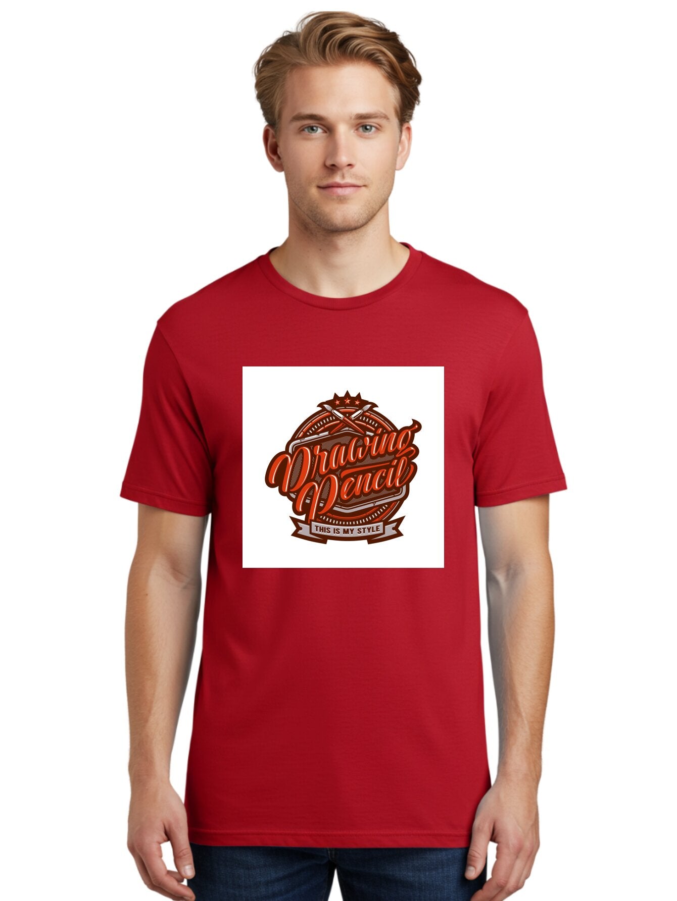 Drawing-Pencil Men'S Graphic Tee, 100% Cotton, Comfortable Casual Summer Wear, Machine Washable, Artistic Expression, Drawing Tools, Creative Style, Vintage Graphics, Artistic Pencils, Illustration Design, Sketching Supplies, Drawing Pencil, Aab466 27