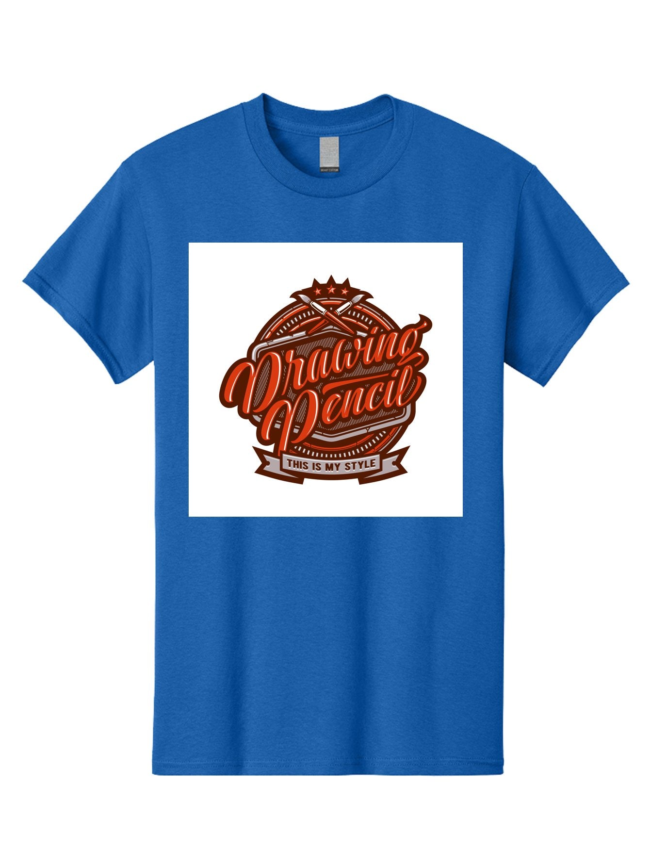 Drawing-Pencil Men'S Graphic Tee, 100% Cotton, Comfortable Casual Summer Wear, Machine Washable, Artistic Expression, Drawing Tools, Creative Style, Vintage Graphics, Artistic Pencils, Illustration Design, Sketching Supplies, Drawing Pencil, Aab466