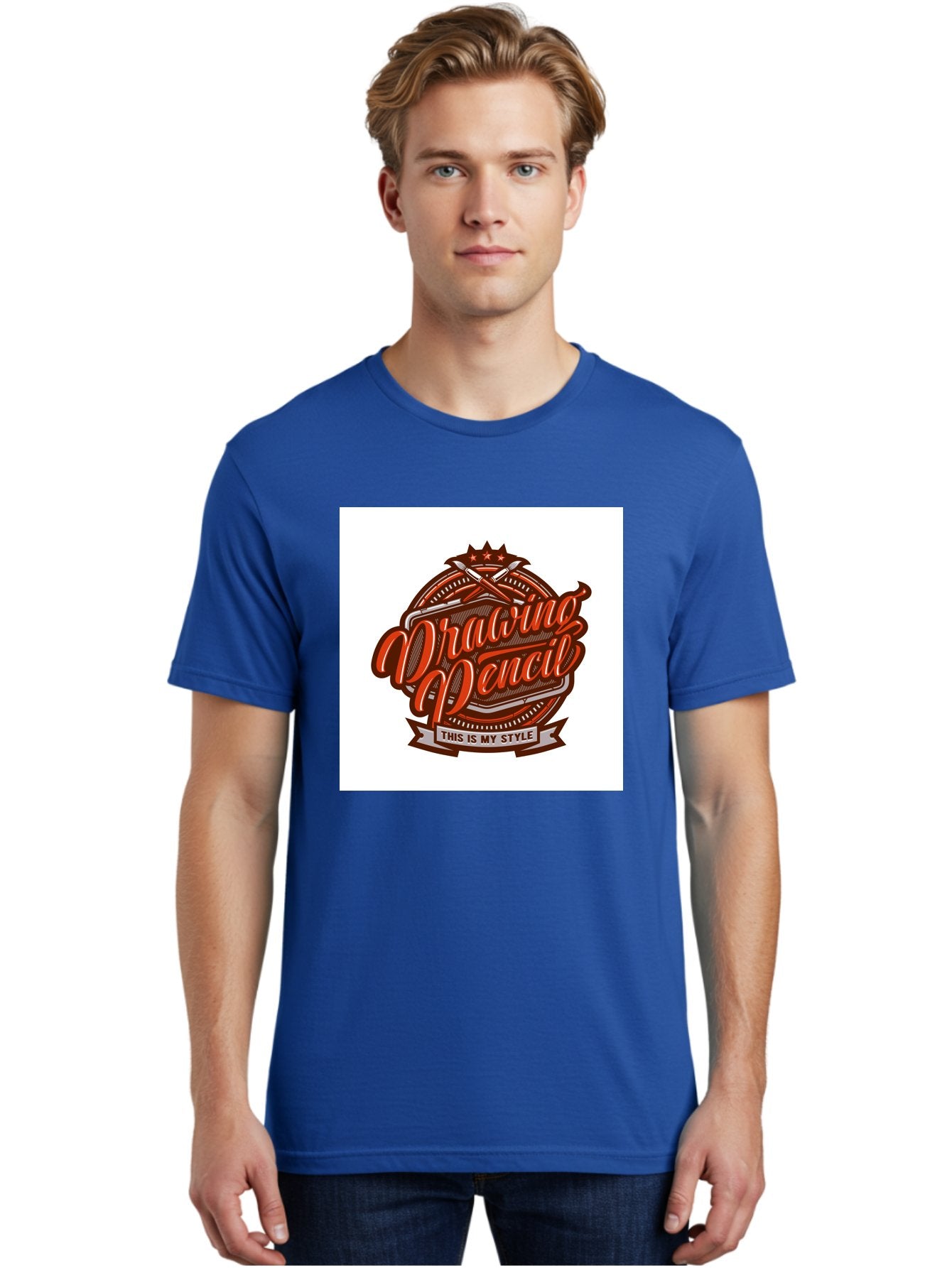 Drawing-Pencil Men'S Graphic Tee, 100% Cotton, Comfortable Casual Summer Wear, Machine Washable, Artistic Expression, Drawing Tools, Creative Style, Vintage Graphics, Artistic Pencils, Illustration Design, Sketching Supplies, Drawing Pencil, Aab466 19