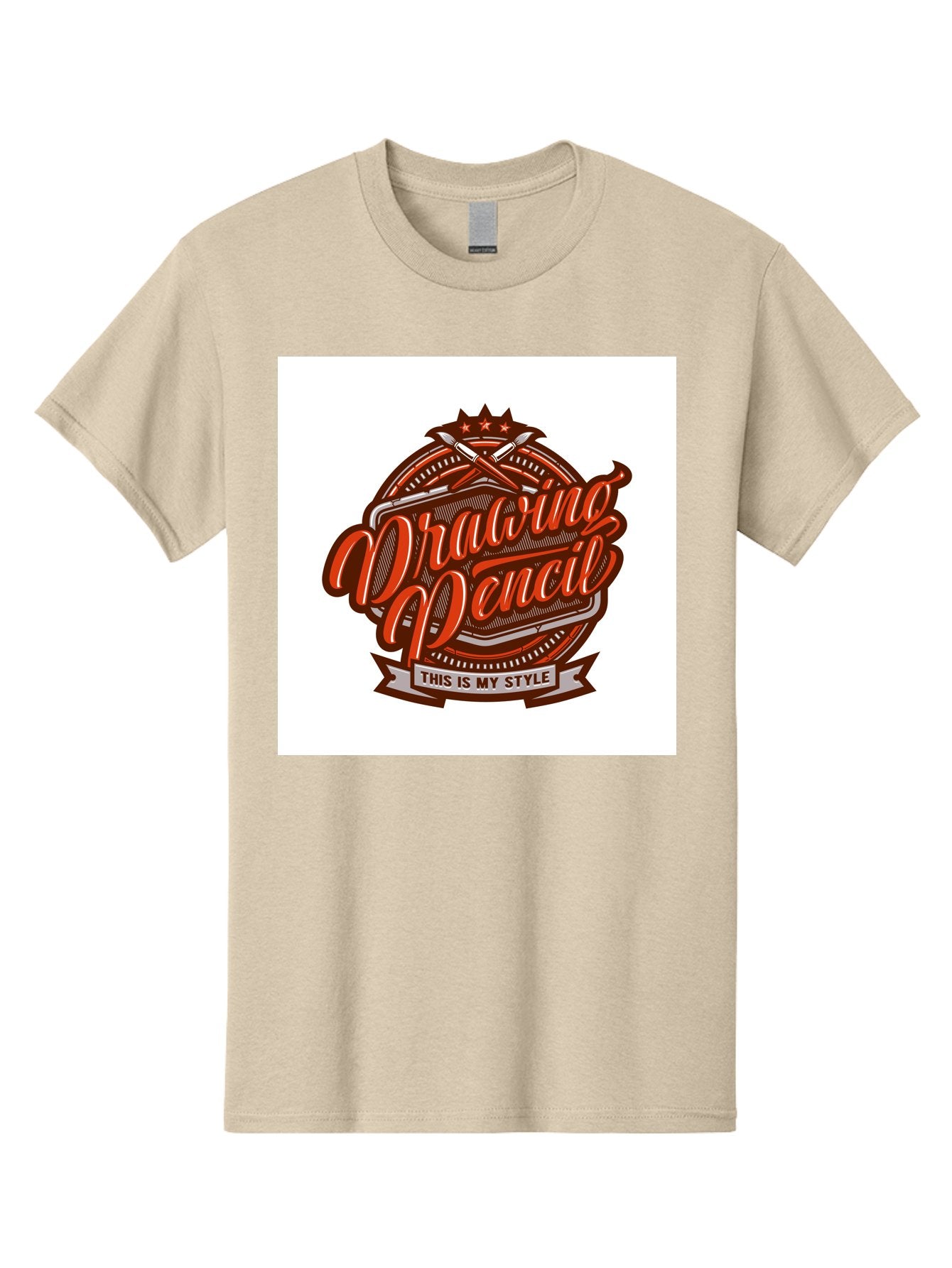 Drawing-Pencil Men'S Graphic Tee, 100% Cotton, Comfortable Casual Summer Wear, Machine Washable, Artistic Expression, Drawing Tools, Creative Style, Vintage Graphics, Artistic Pencils, Illustration Design, Sketching Supplies, Drawing Pencil, Aab466 3