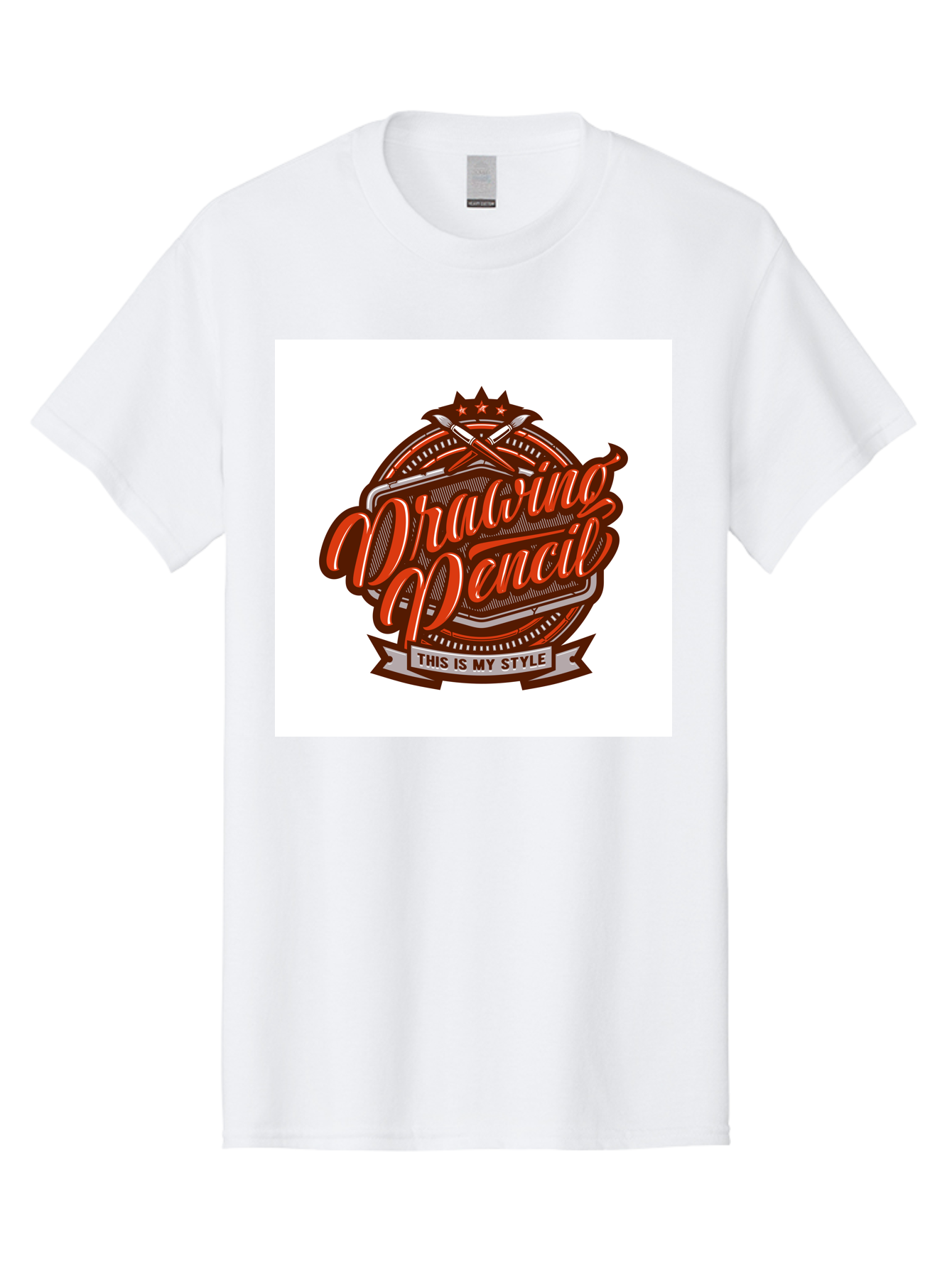 Drawing-Pencil Men'S Graphic Tee, 100% Cotton, Comfortable Casual Summer Wear, Machine Washable, Artistic Expression, Drawing Tools, Creative Style, Vintage Graphics, Artistic Pencils, Illustration Design, Sketching Supplies, Drawing Pencil, Aab466 3