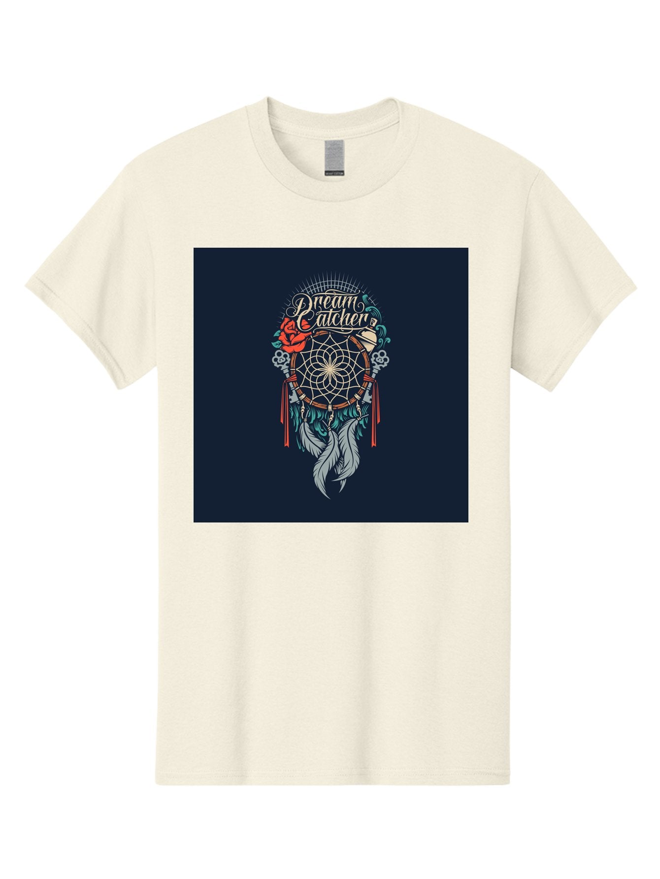 Dream-Catcher Men'S Graphic Tee, 100% Cotton, Comfortable Casual Summer Wear, Machine Washable, Dream Catcher, Bohemian Decor, Feather Design, Mystical Art, Spiritual Symbolism, Tribal Tattoo, Mystical Vibes, Dreamcatcher Art, Aab467 15