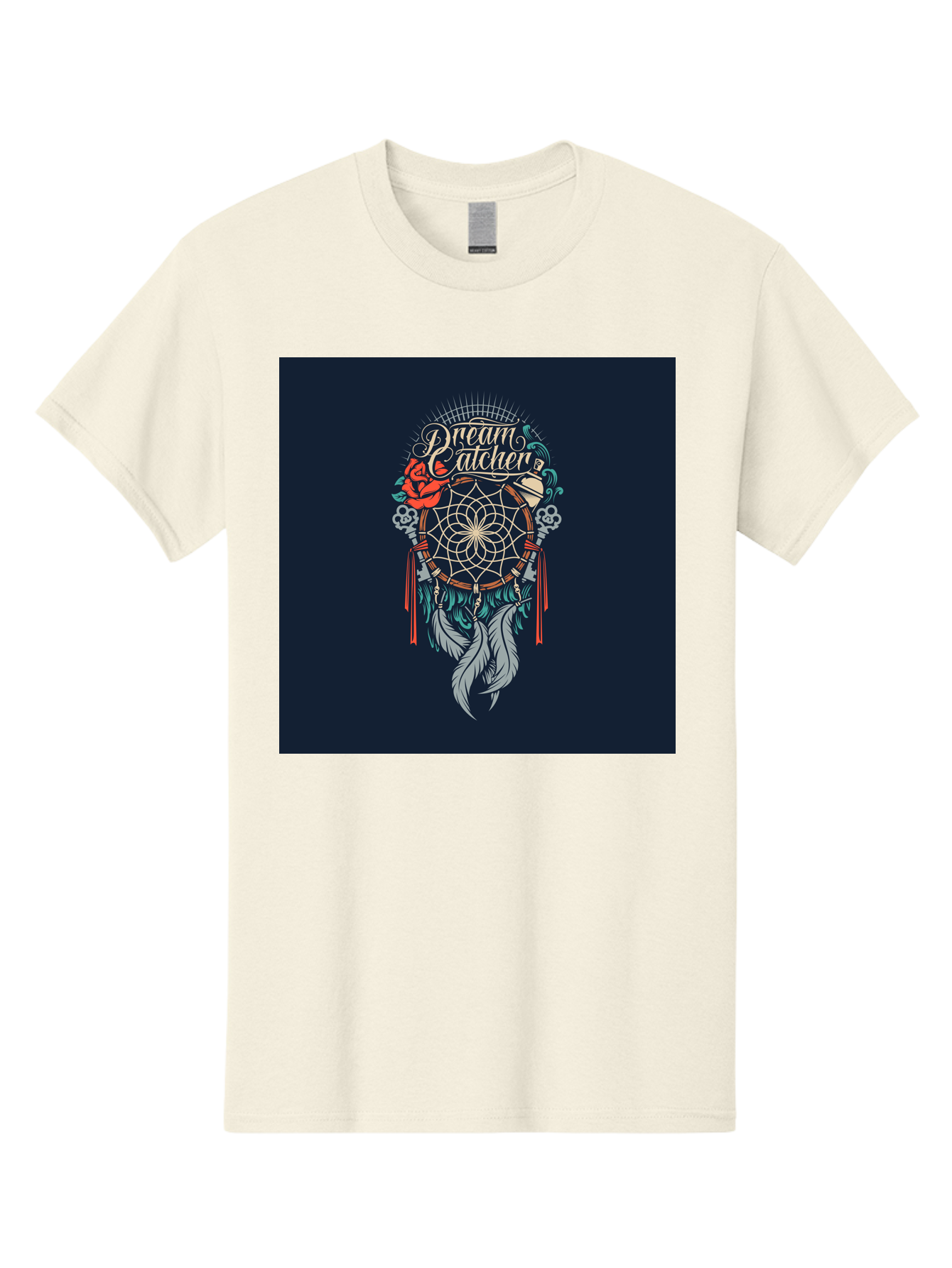 Dream-Catcher Men'S Graphic Tee, 100% Cotton, Comfortable Casual Summer Wear, Machine Washable, Dream Catcher, Bohemian Decor, Feather Design, Mystical Art, Spiritual Symbolism, Tribal Tattoo, Mystical Vibes, Dreamcatcher Art, Aab467