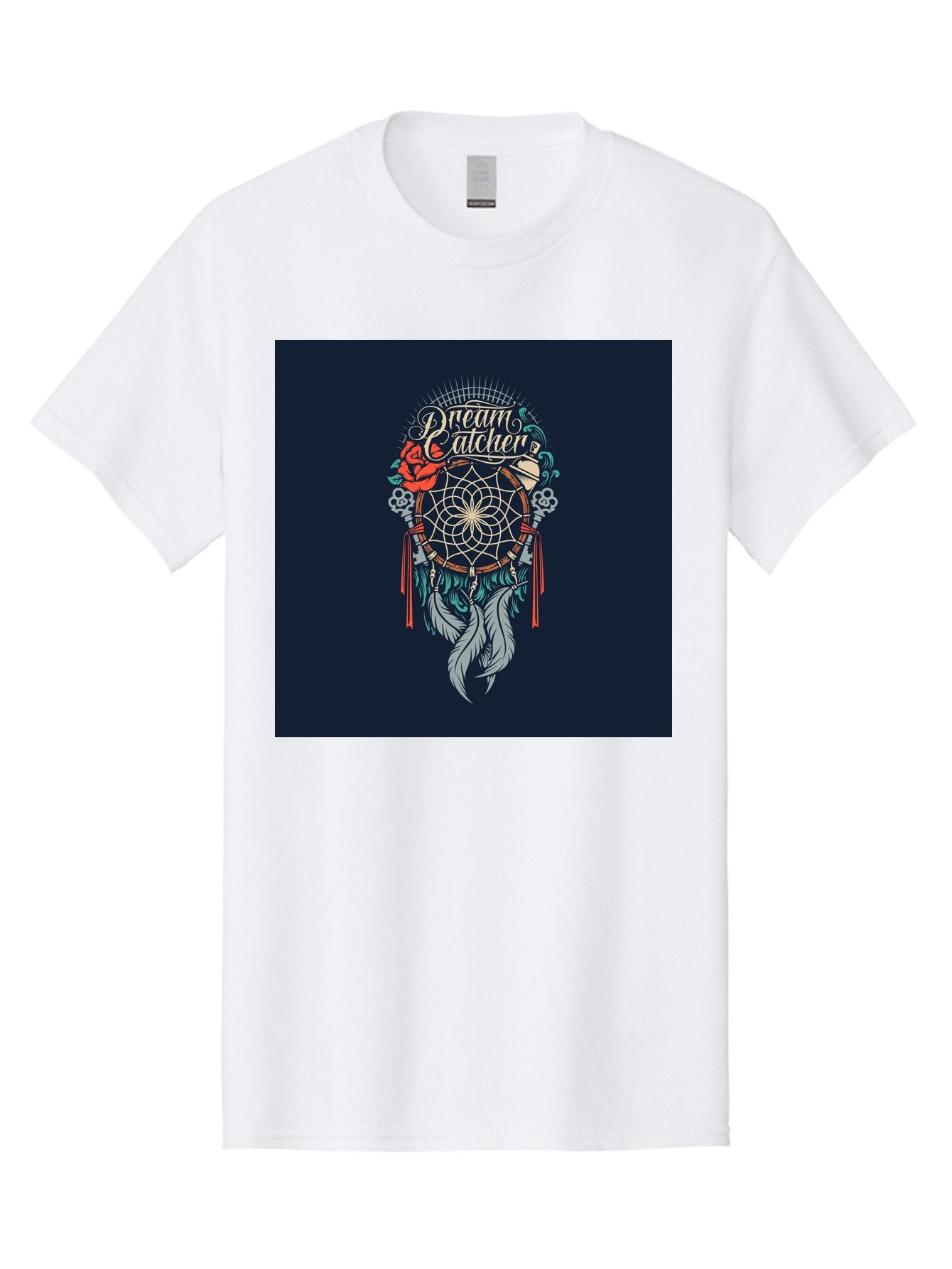 Dream-Catcher Men'S Graphic Tee, 100% Cotton, Comfortable Casual Summer Wear, Machine Washable, Dream Catcher, Bohemian Decor, Feather Design, Mystical Art, Spiritual Symbolism, Tribal Tattoo, Mystical Vibes, Dreamcatcher Art, Aab467