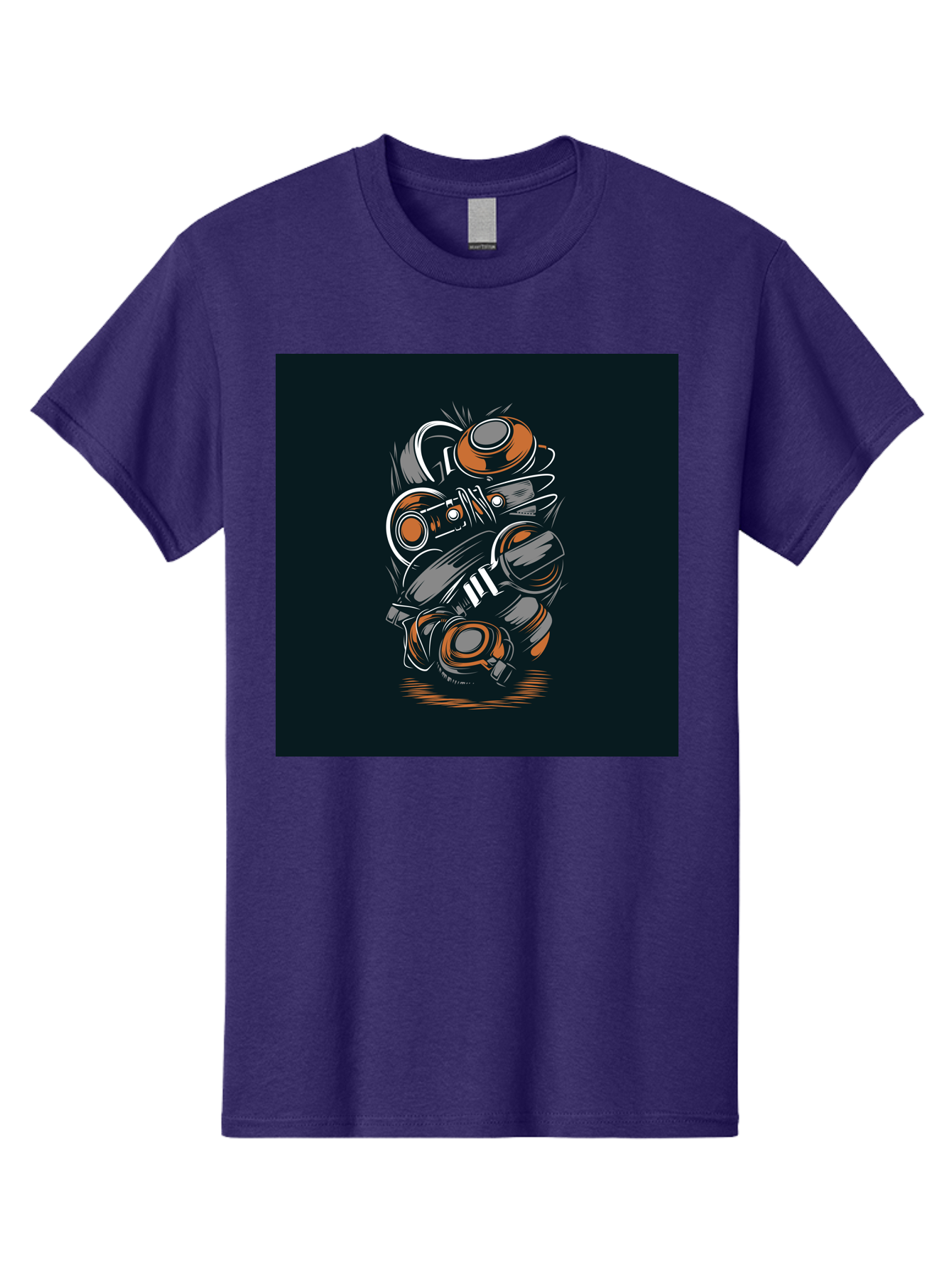 Gas-Mask-Illustration Men'S Graphic Tee, 100% Cotton, Comfortable Casual Summer Wear, Machine Washable, Gas Mask Illustration, Safety Gear, Protective Equipment, Orange And Gray Design, Abstract Art, Modern Graphic, Industrial Style, Aab468 21