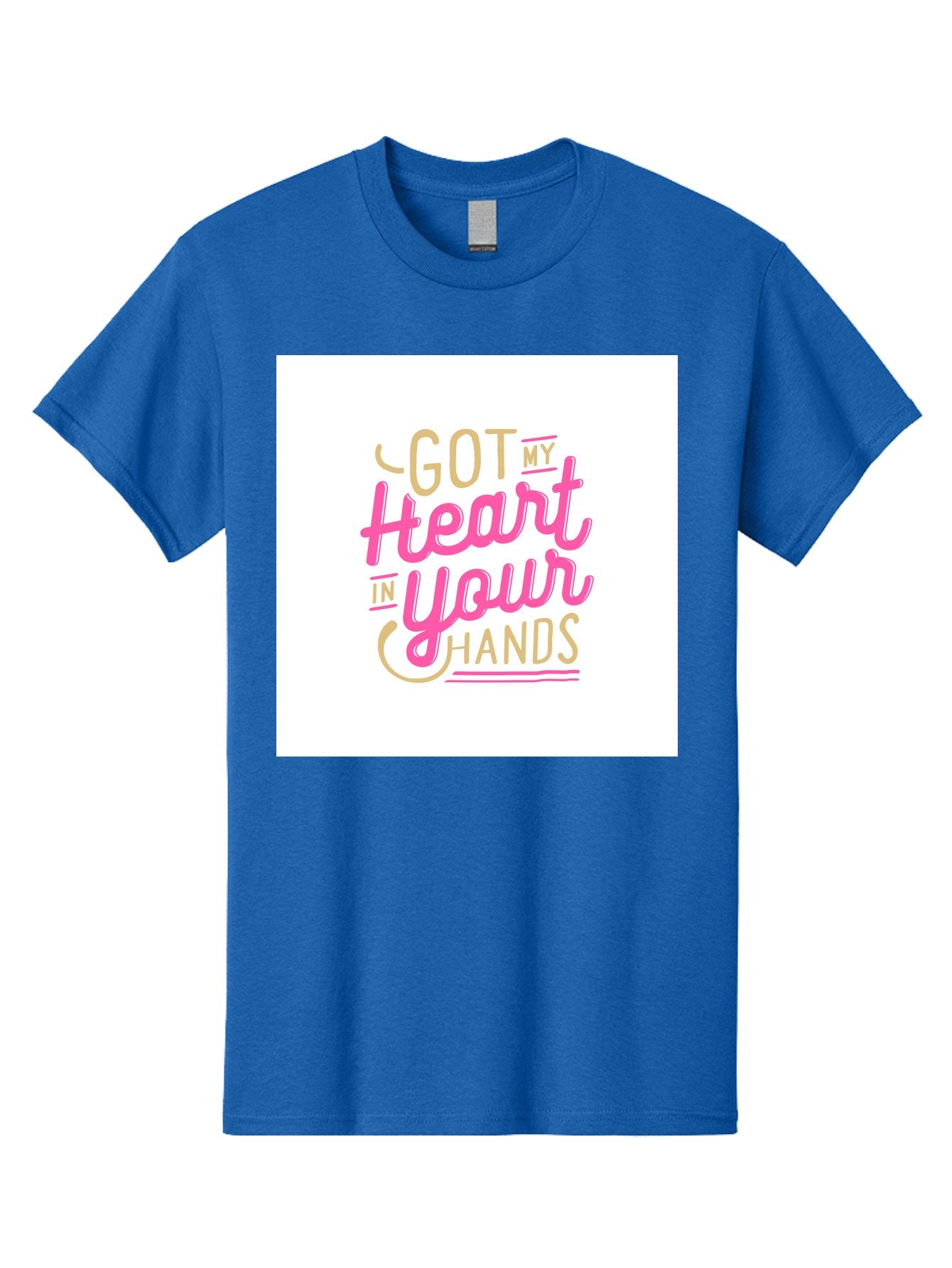 Got-My-Heart-In-Your-Hands Men'S Graphic Tee, 100% Cotton, Comfortable Casual Summer Wear, Machine Washable, Love Quote, Typography Art, Heartwarming Phrase, Gold And Pink Lettering, Inspirational Words, Romantic Gesture, Sweet Sentiment, Aab469 10