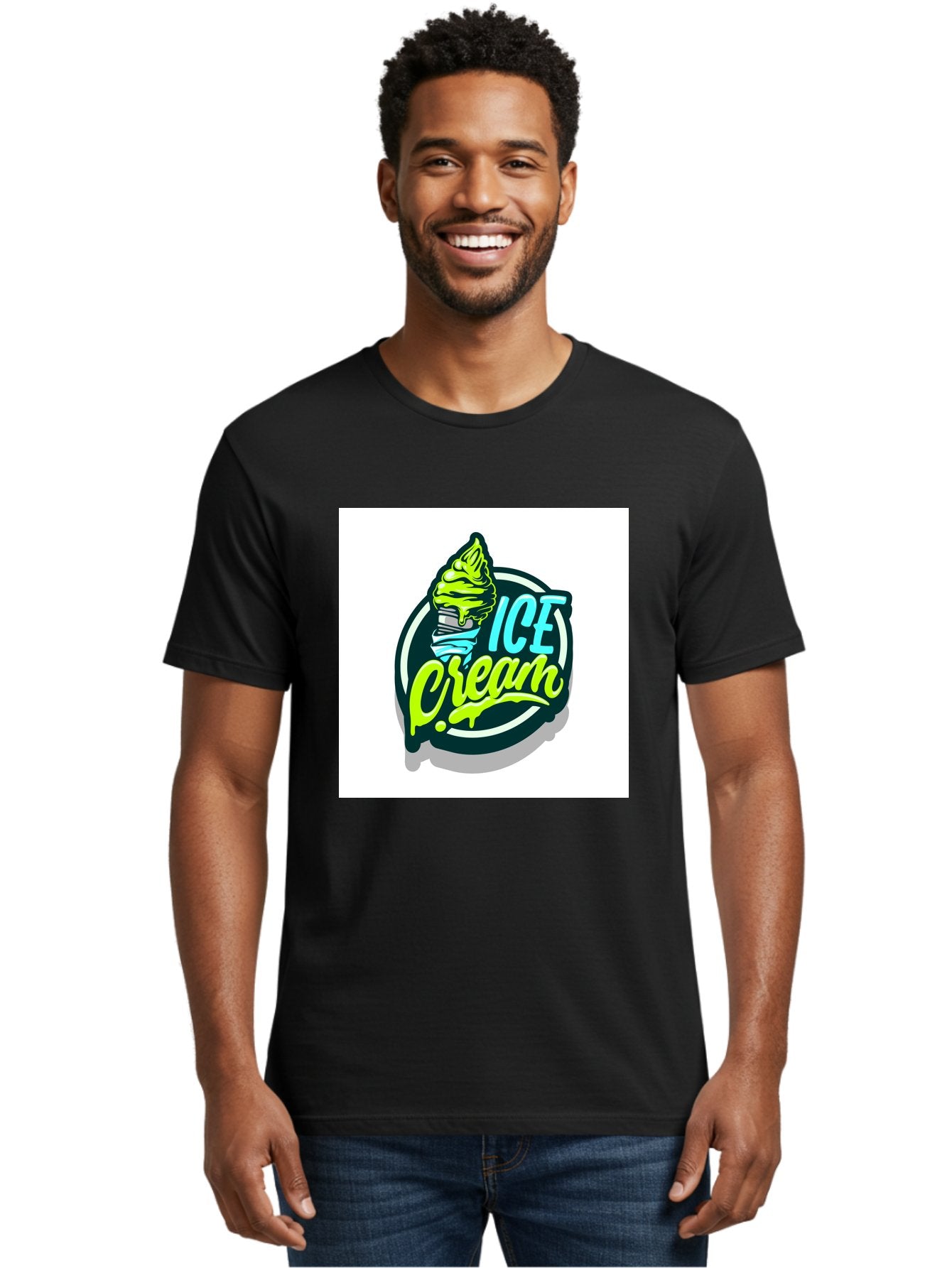 Ice-Cream Men'S Graphic Tee, 100% Cotton, Comfortable Casual Summer Wear, Machine Washable, Ice Cream Cone, Sweet Treats, Dessert Lovers, Frozen Yogurt, Creamy Texture, Colorful Graphics, Playful Design, Sweet Tooth, Indulgent Pleasures, Aab471 20