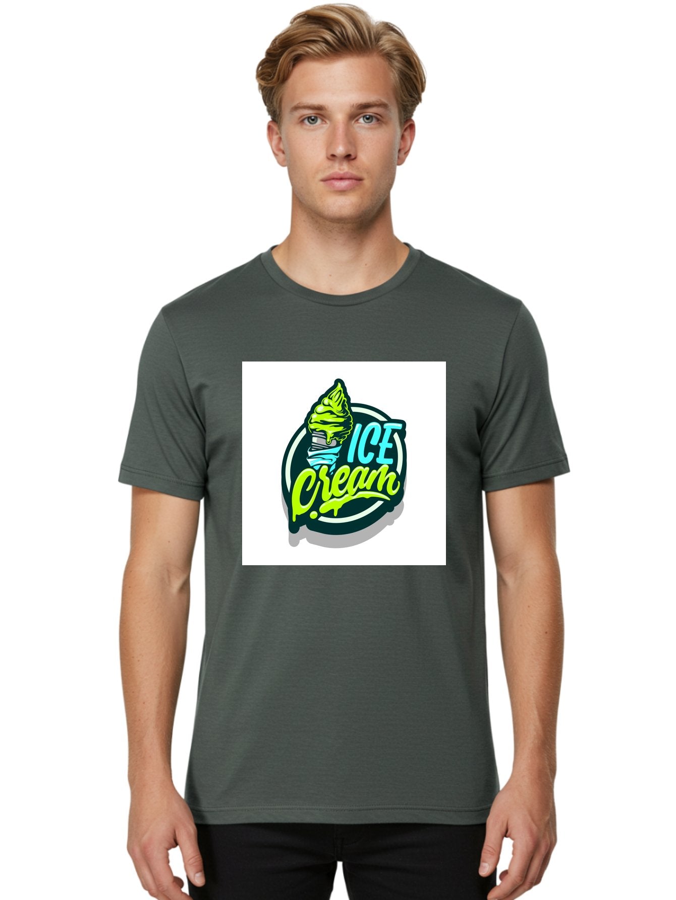 Ice-Cream Men'S Graphic Tee, 100% Cotton, Comfortable Casual Summer Wear, Machine Washable, Ice Cream Cone, Sweet Treats, Dessert Lovers, Frozen Yogurt, Creamy Texture, Colorful Graphics, Playful Design, Sweet Tooth, Indulgent Pleasures, Aab471 27