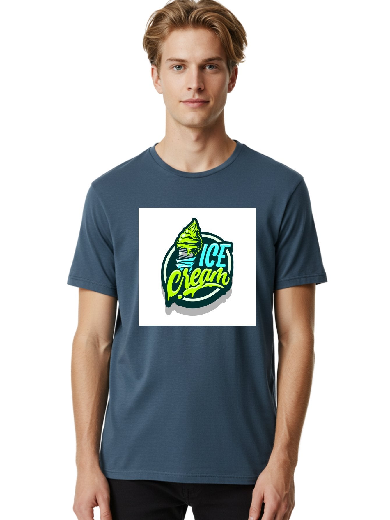 Ice-Cream Men'S Graphic Tee, 100% Cotton, Comfortable Casual Summer Wear, Machine Washable, Ice Cream Cone, Sweet Treats, Dessert Lovers, Frozen Yogurt, Creamy Texture, Colorful Graphics, Playful Design, Sweet Tooth, Indulgent Pleasures, Aab471 28