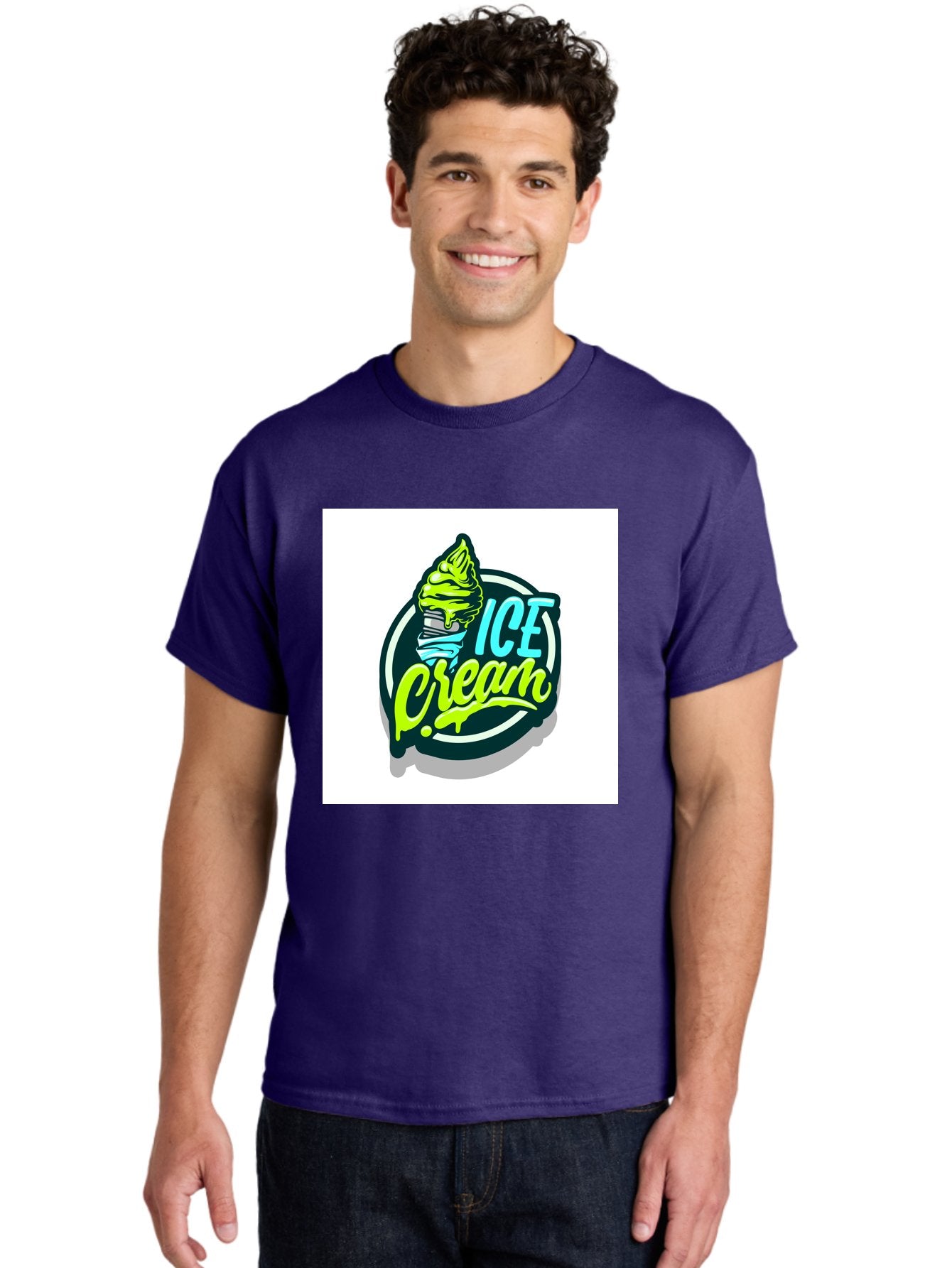 Ice-Cream Men'S Graphic Tee, 100% Cotton, Comfortable Casual Summer Wear, Machine Washable, Ice Cream Cone, Sweet Treats, Dessert Lovers, Frozen Yogurt, Creamy Texture, Colorful Graphics, Playful Design, Sweet Tooth, Indulgent Pleasures, Aab471 26