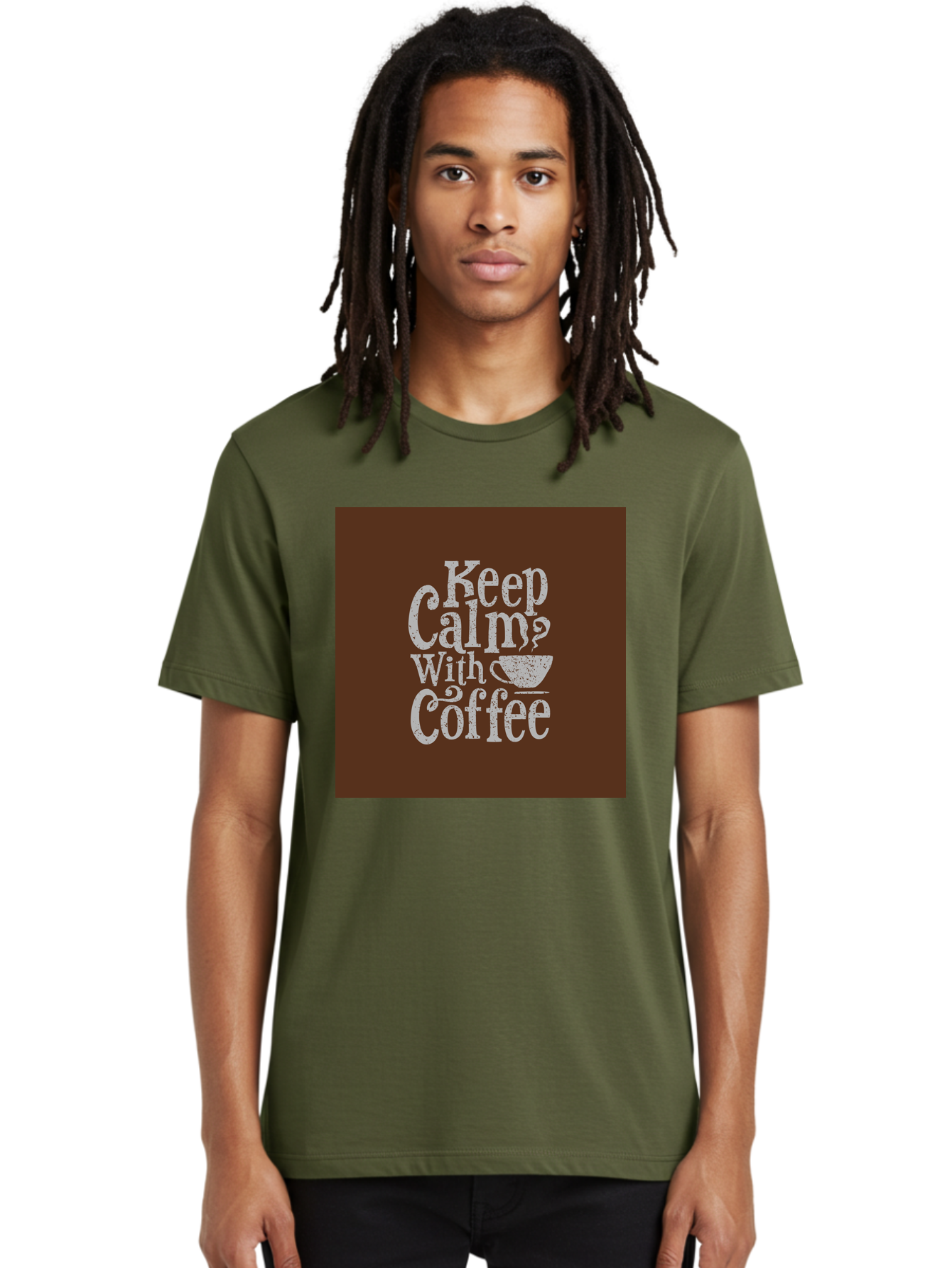 Keep-Calm-With-Coffee Men'S Graphic Tee, 100% Cotton, Comfortable Casual Summer Wear, Machine Washable, Coffee Quote, Coffee Inspiration, Calm Vibes, Coffee Lover, Morning Motivation, Coffee Break, Coffee Culture Aab472 16
