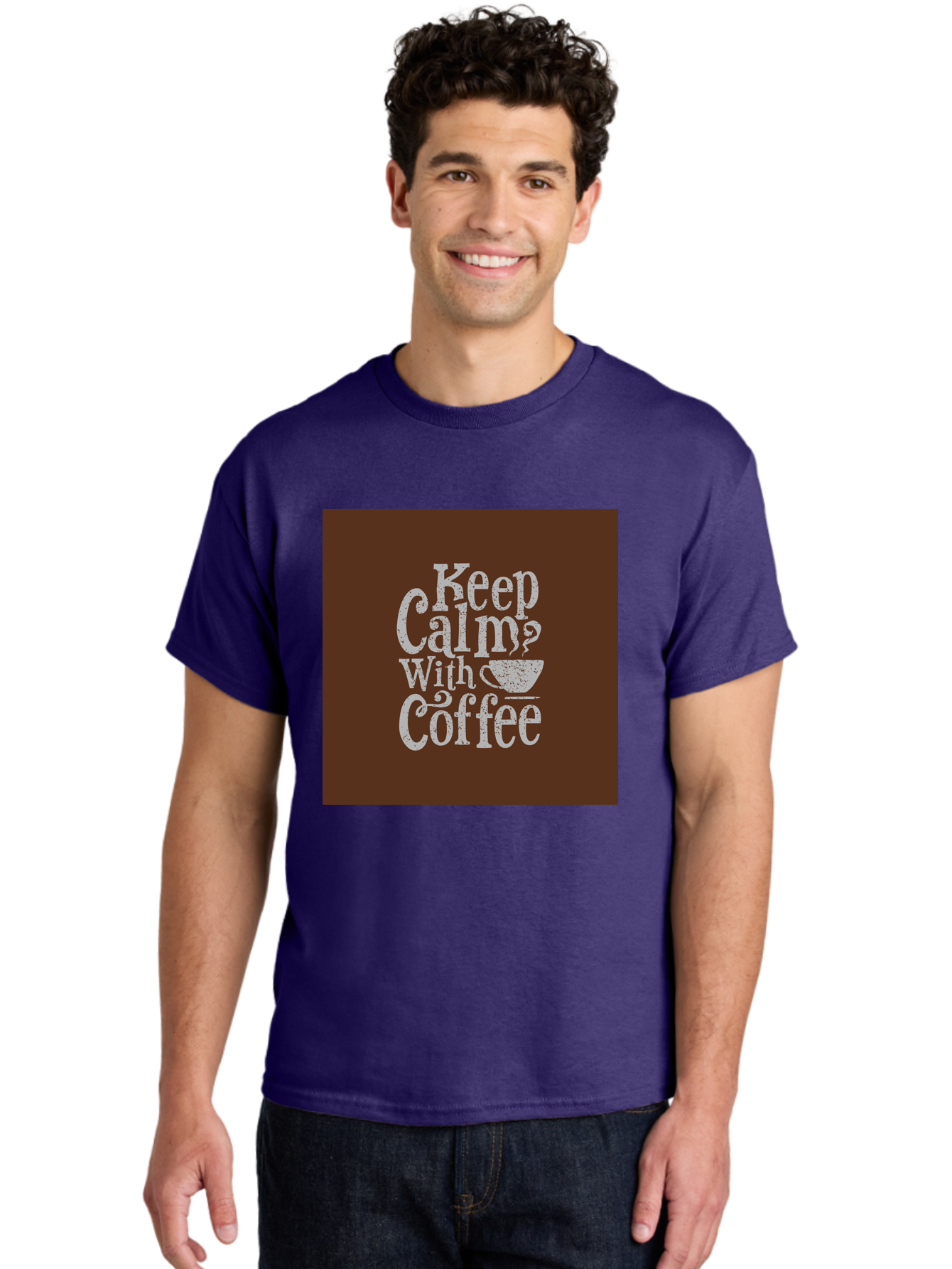 Keep-Calm-With-Coffee Men'S Graphic Tee, 100% Cotton, Comfortable Casual Summer Wear, Machine Washable, Coffee Quote, Coffee Inspiration, Calm Vibes, Coffee Lover, Morning Motivation, Coffee Break, Coffee Culture Aab472 22
