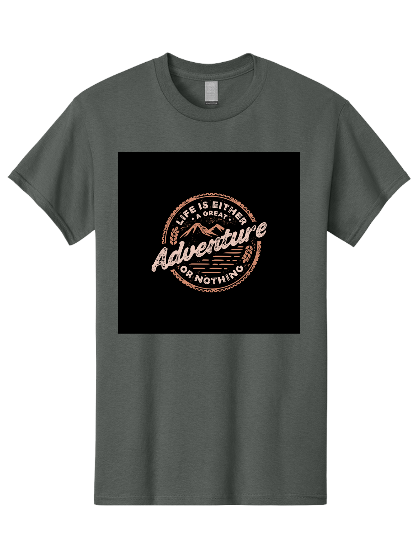 Life-Is-Either-Adventure-Or-Nothing Men'S Graphic Tee, 100% Cotton, Comfortable Casual Summer Wear, Machine Washable, Motivational Quote, Adventure Seeking, Inspiring Words, Travel Inspiration, Outdoor Enthusiasm, Wanderlust, Exploration, Aab473 3
