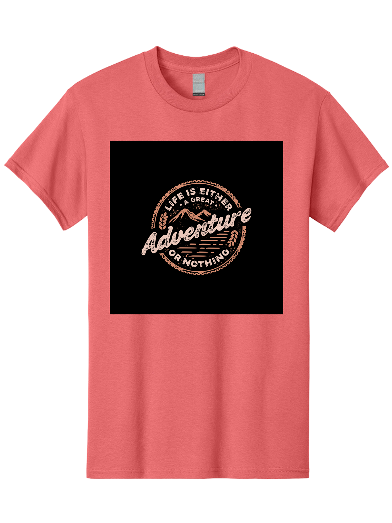 Life-Is-Either-Adventure-Or-Nothing Men'S Graphic Tee, 100% Cotton, Comfortable Casual Summer Wear, Machine Washable, Motivational Quote, Adventure Seeking, Inspiring Words, Travel Inspiration, Outdoor Enthusiasm, Wanderlust, Exploration, Aab473 5