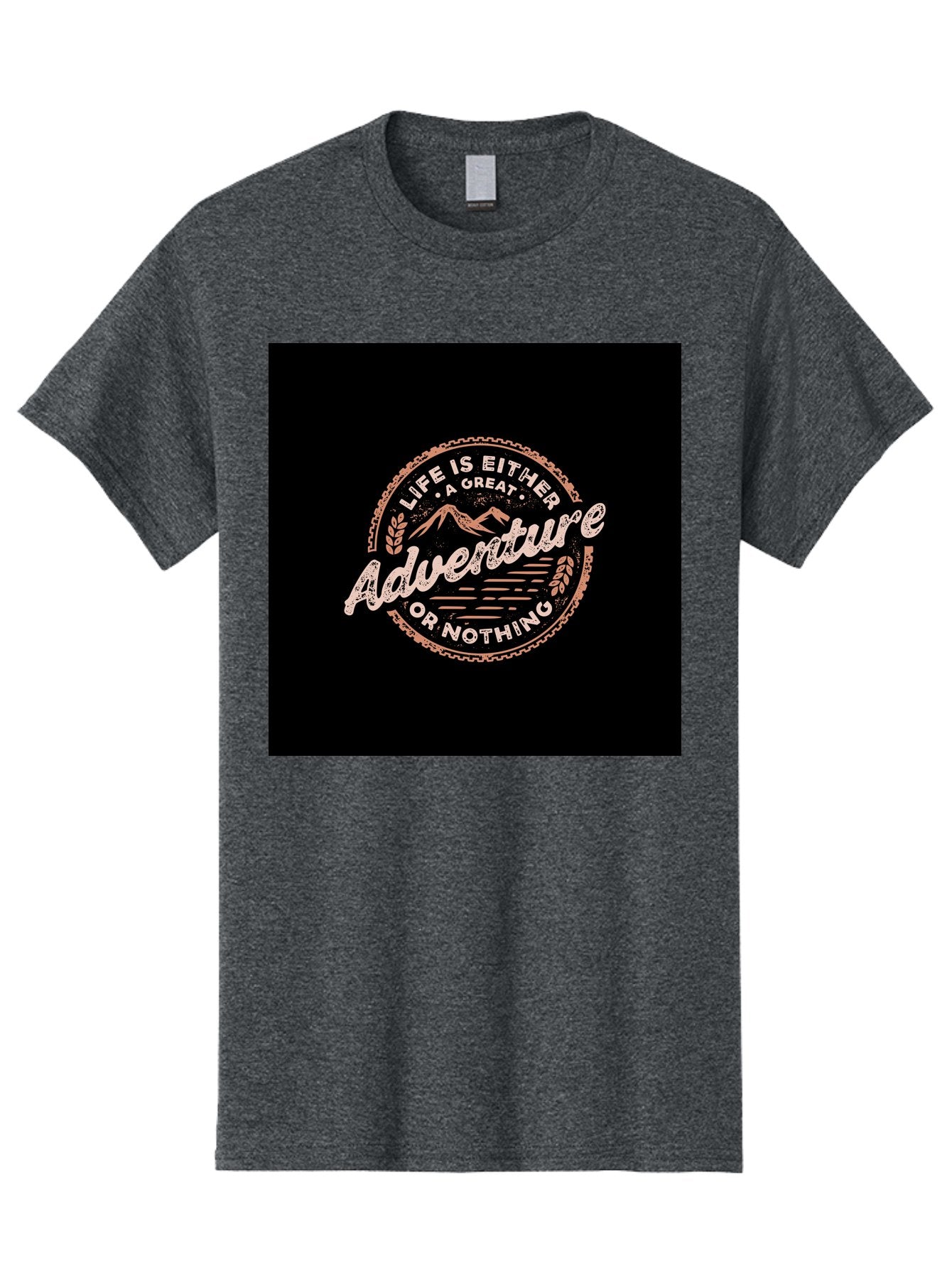 Life-Is-Either-Adventure-Or-Nothing Men'S Graphic Tee, 100% Cotton, Comfortable Casual Summer Wear, Machine Washable, Motivational Quote, Adventure Seeking, Inspiring Words, Travel Inspiration, Outdoor Enthusiasm, Wanderlust, Exploration, Aab473 10