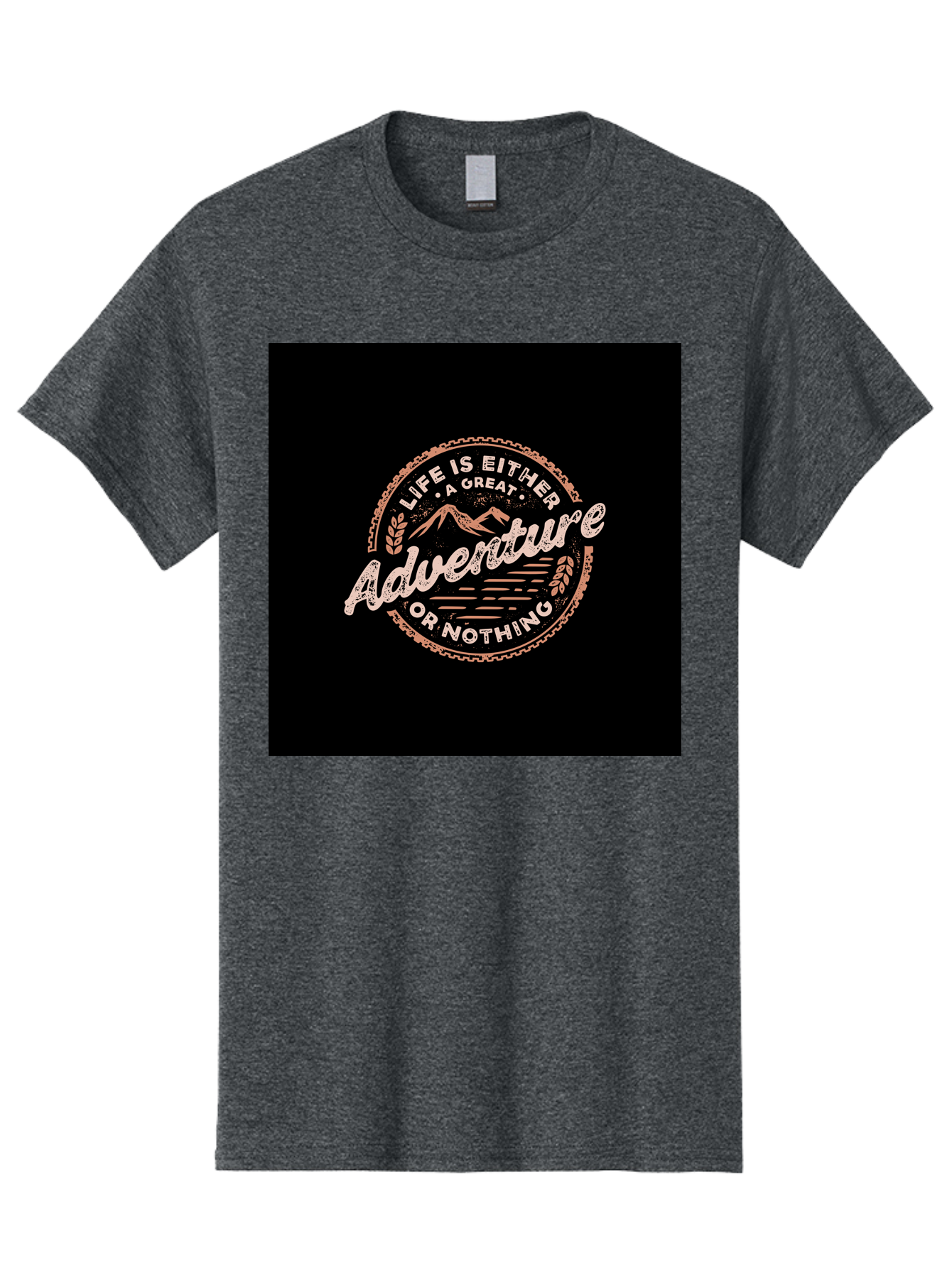Life-Is-Either-Adventure-Or-Nothing Men'S Graphic Tee, 100% Cotton, Comfortable Casual Summer Wear, Machine Washable, Motivational Quote, Adventure Seeking, Inspiring Words, Travel Inspiration, Outdoor Enthusiasm, Wanderlust, Exploration, Aab473 7