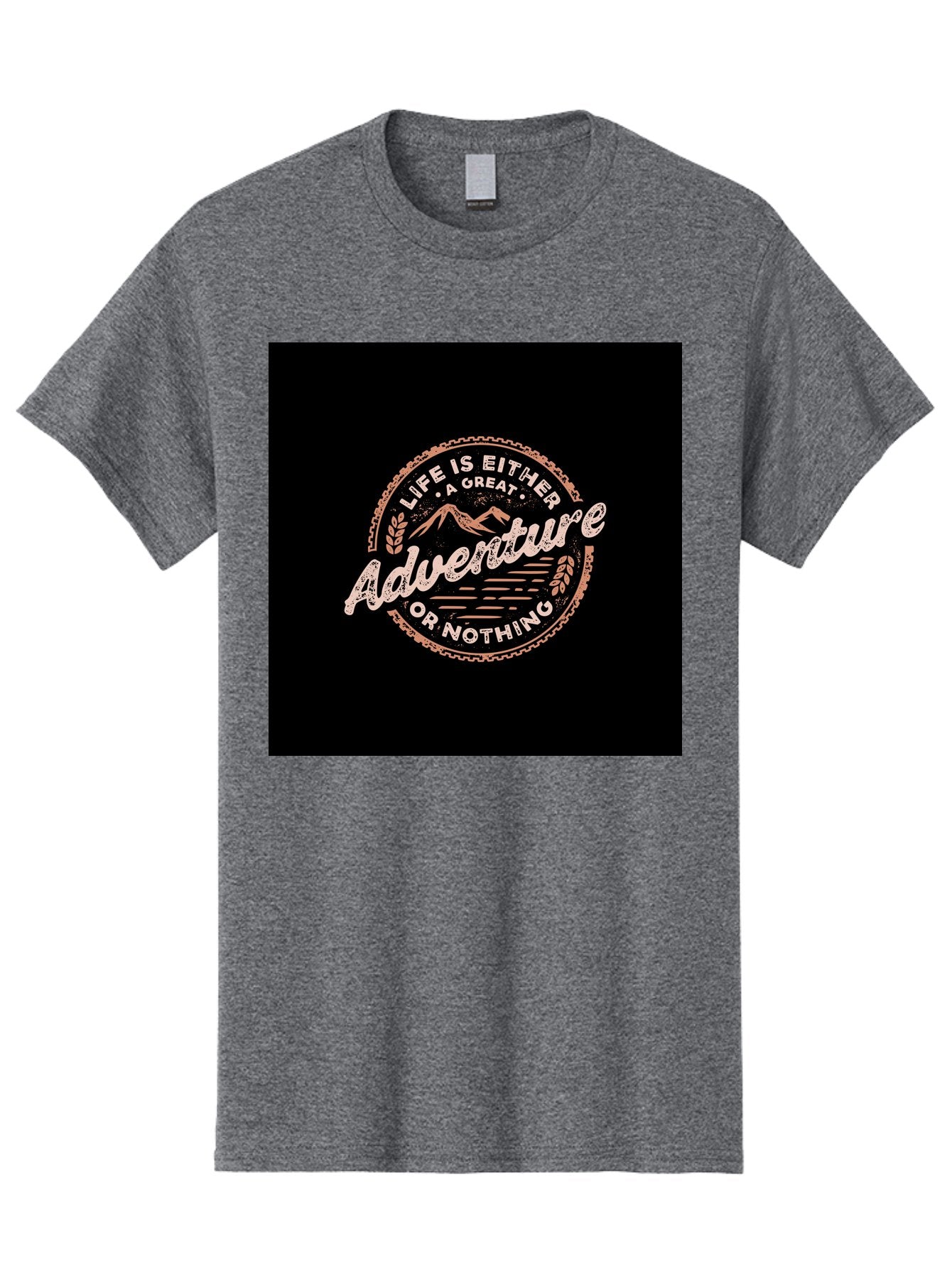 Life-Is-Either-Adventure-Or-Nothing Men'S Graphic Tee, 100% Cotton, Comfortable Casual Summer Wear, Machine Washable, Motivational Quote, Adventure Seeking, Inspiring Words, Travel Inspiration, Outdoor Enthusiasm, Wanderlust, Exploration, Aab473 8