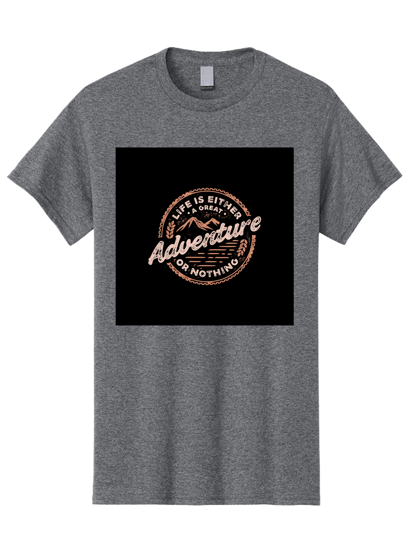 Life-Is-Either-Adventure-Or-Nothing Men'S Graphic Tee, 100% Cotton, Comfortable Casual Summer Wear, Machine Washable, Motivational Quote, Adventure Seeking, Inspiring Words, Travel Inspiration, Outdoor Enthusiasm, Wanderlust, Exploration, Aab473 9