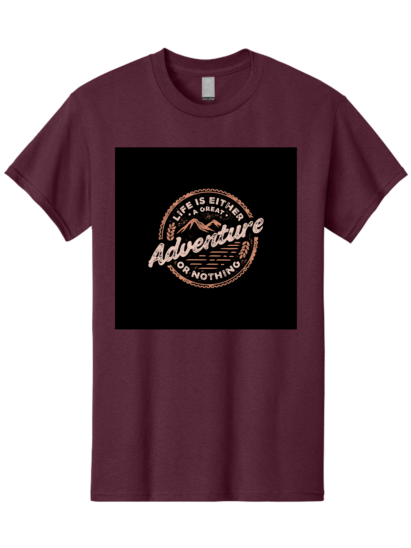 Life-Is-Either-Adventure-Or-Nothing Men'S Graphic Tee, 100% Cotton, Comfortable Casual Summer Wear, Machine Washable, Motivational Quote, Adventure Seeking, Inspiring Words, Travel Inspiration, Outdoor Enthusiasm, Wanderlust, Exploration, Aab473 13