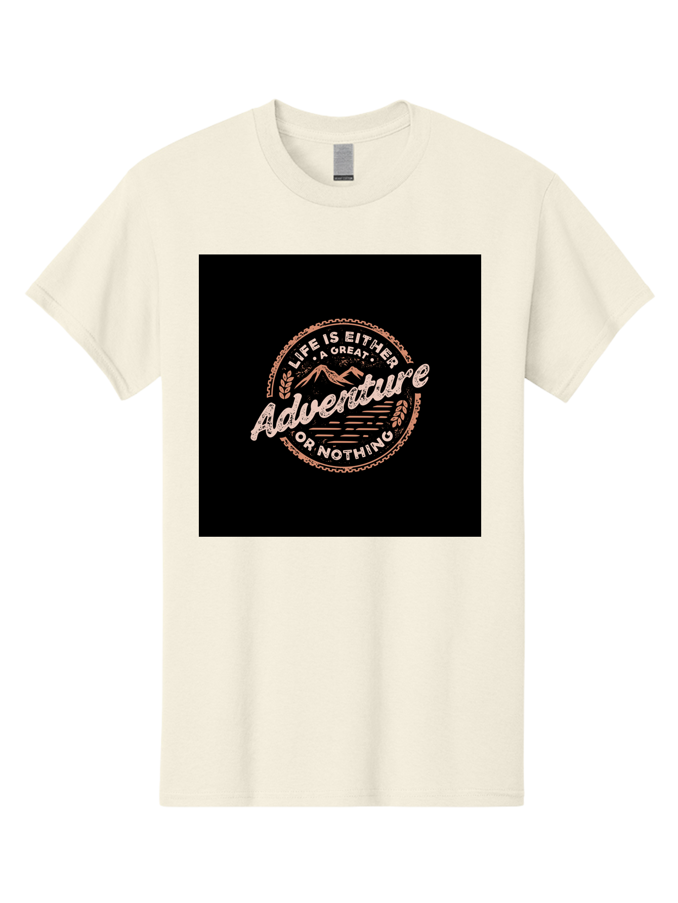 Life-Is-Either-Adventure-Or-Nothing Men'S Graphic Tee, 100% Cotton, Comfortable Casual Summer Wear, Machine Washable, Motivational Quote, Adventure Seeking, Inspiring Words, Travel Inspiration, Outdoor Enthusiasm, Wanderlust, Exploration, Aab473 17