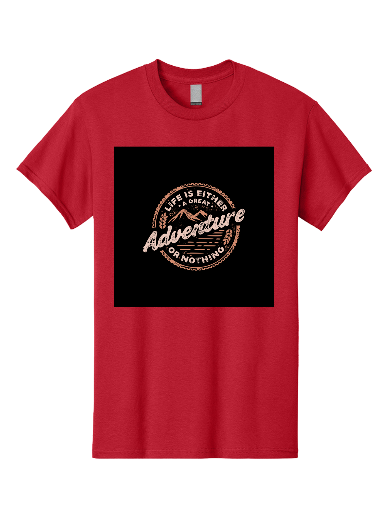 Life-Is-Either-Adventure-Or-Nothing Men'S Graphic Tee, 100% Cotton, Comfortable Casual Summer Wear, Machine Washable, Motivational Quote, Adventure Seeking, Inspiring Words, Travel Inspiration, Outdoor Enthusiasm, Wanderlust, Exploration, Aab473 23