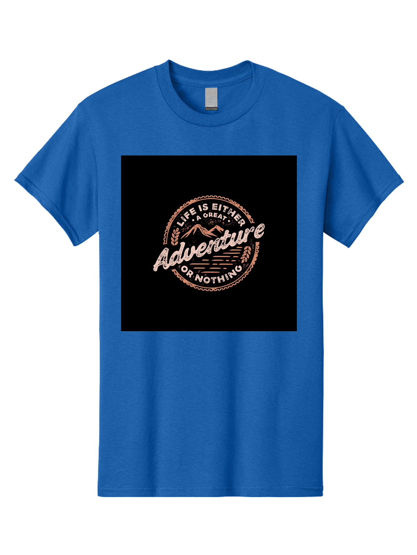 Life-Is-Either-Adventure-Or-Nothing Men'S Graphic Tee, 100% Cotton, Comfortable Casual Summer Wear, Machine Washable, Motivational Quote, Adventure Seeking, Inspiring Words, Travel Inspiration, Outdoor Enthusiasm, Wanderlust, Exploration, Aab473 25