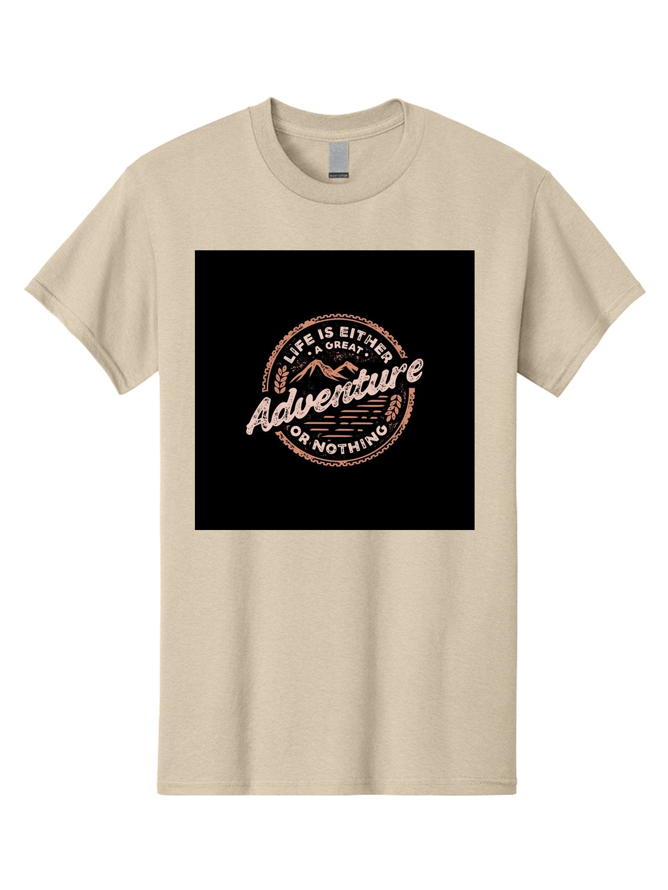 Life-Is-Either-Adventure-Or-Nothing Men'S Graphic Tee, 100% Cotton, Comfortable Casual Summer Wear, Machine Washable, Motivational Quote, Adventure Seeking, Inspiring Words, Travel Inspiration, Outdoor Enthusiasm, Wanderlust, Exploration, Aab473 15