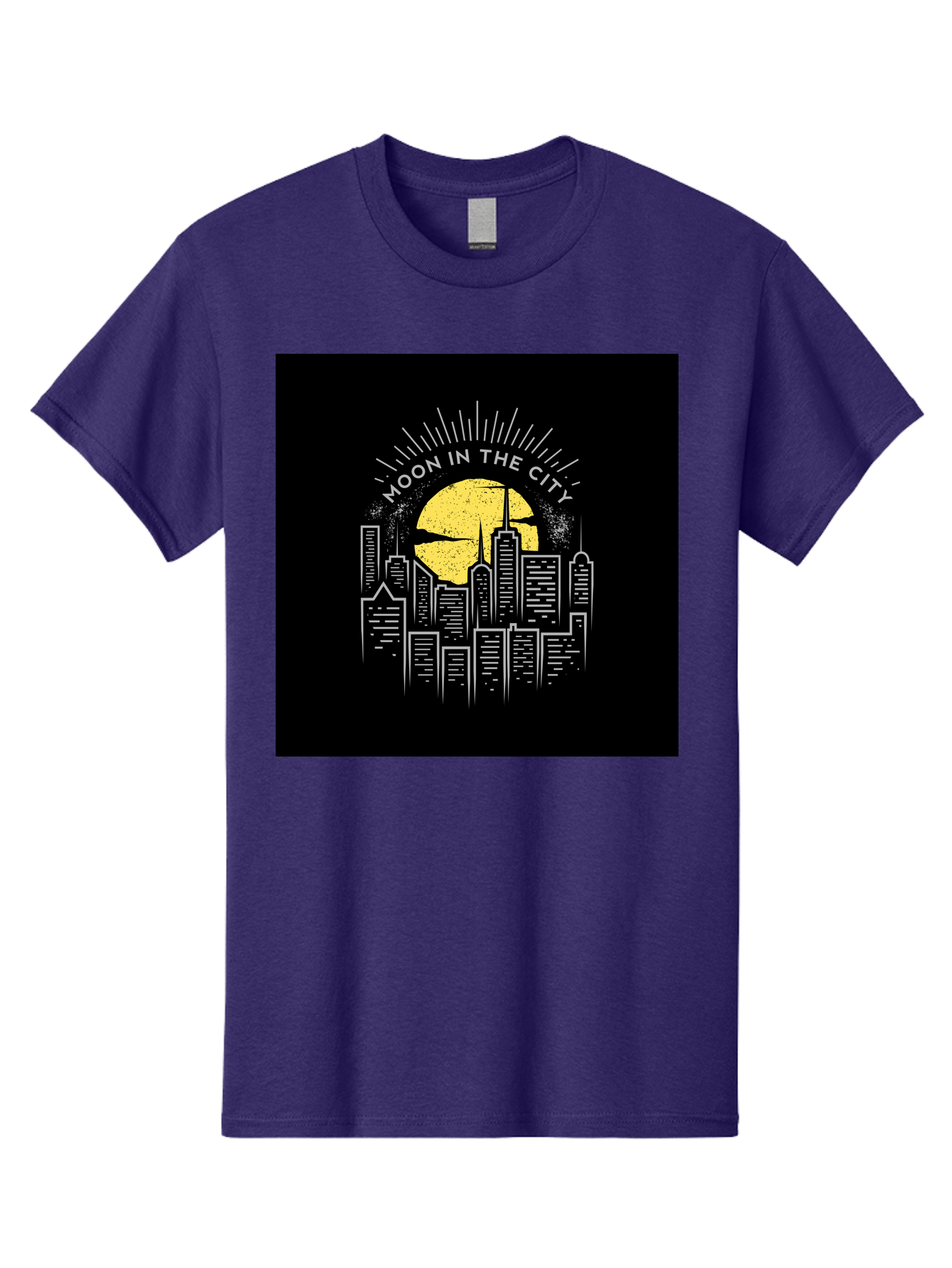 Moon-In-The-City Men'S Graphic Tee, 100% Cotton, Comfortable Casual Summer Wear, Machine Washable, City Skyline, Urban Landscape, Full Moon, Night Scene, Modern Architecture, Skyscrapers, Moonlit, City Life, Urban Ambiance, Nighttime Cityscape Aab474 21