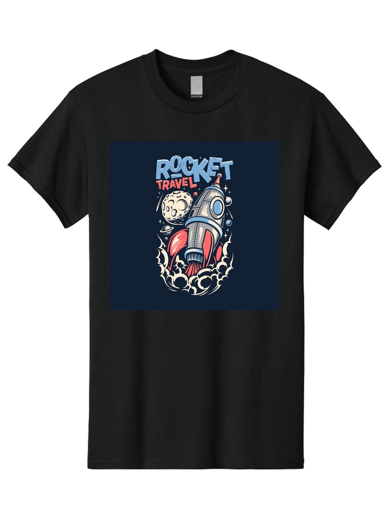 Rocket-Travel Men'S Graphic Tee, 100% Cotton, Comfortable Casual Summer Wear, Machine Washable, Rocket Ship, Space Travel, Adventure, Exploration, Cartoon Style, Vibrant Colors, Celestial Bodies, Moon, Stars, Futuristic Aab476 15