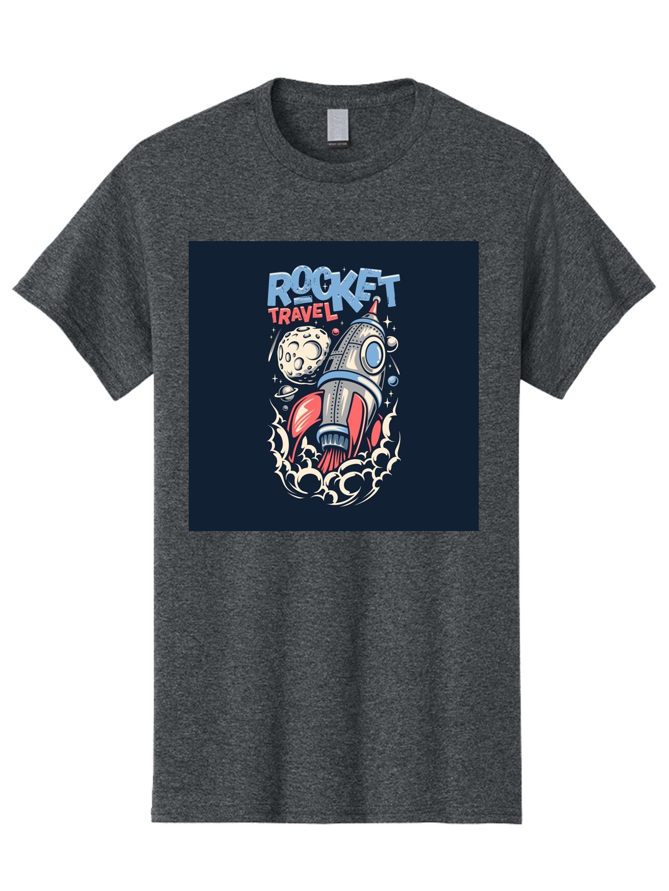 Rocket-Travel Men'S Graphic Tee, 100% Cotton, Comfortable Casual Summer Wear, Machine Washable, Rocket Ship, Space Travel, Adventure, Exploration, Cartoon Style, Vibrant Colors, Celestial Bodies, Moon, Stars, Futuristic Aab476 10