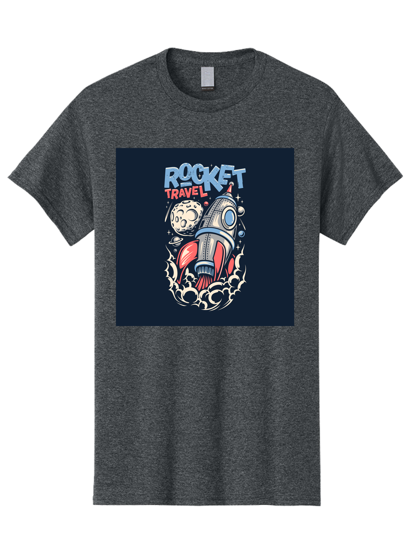 Rocket-Travel Men'S Graphic Tee, 100% Cotton, Comfortable Casual Summer Wear, Machine Washable, Rocket Ship, Space Travel, Adventure, Exploration, Cartoon Style, Vibrant Colors, Celestial Bodies, Moon, Stars, Futuristic Aab476 7
