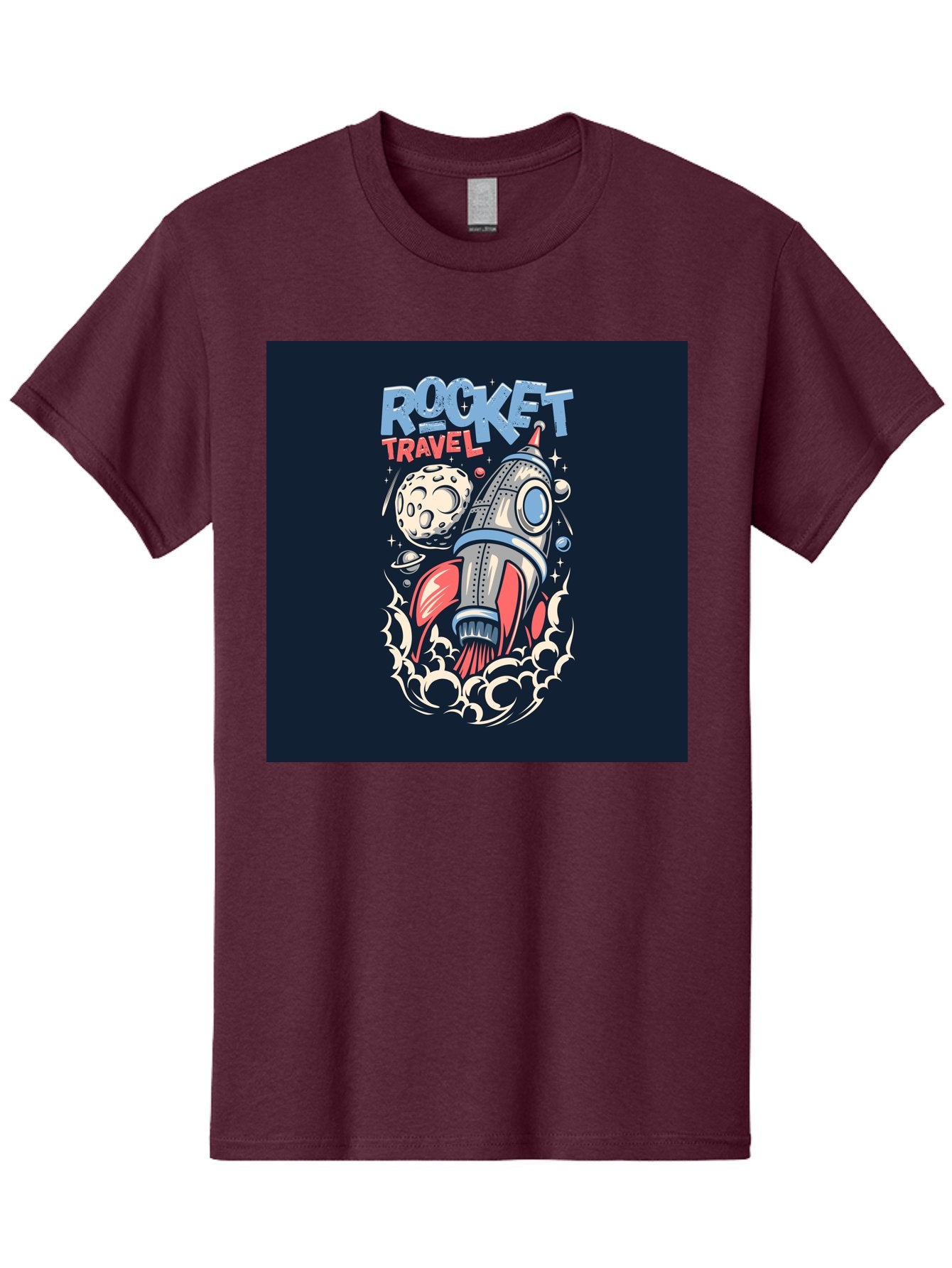 Rocket-Travel Men'S Graphic Tee, 100% Cotton, Comfortable Casual Summer Wear, Machine Washable, Rocket Ship, Space Travel, Adventure, Exploration, Cartoon Style, Vibrant Colors, Celestial Bodies, Moon, Stars, Futuristic Aab476 14