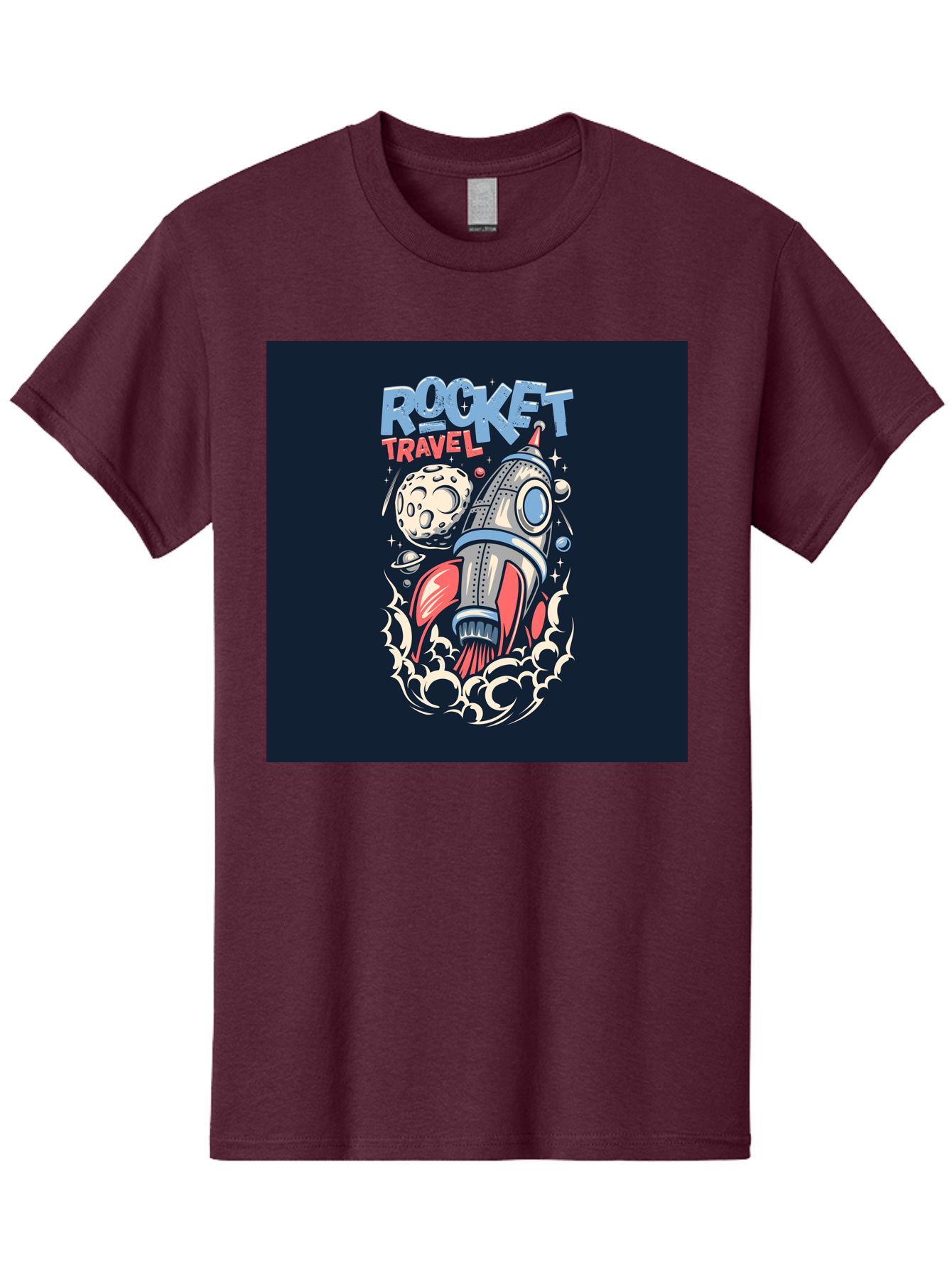Rocket-Travel Men'S Graphic Tee, 100% Cotton, Comfortable Casual Summer Wear, Machine Washable, Rocket Ship, Space Travel, Adventure, Exploration, Cartoon Style, Vibrant Colors, Celestial Bodies, Moon, Stars, Futuristic Aab476 13
