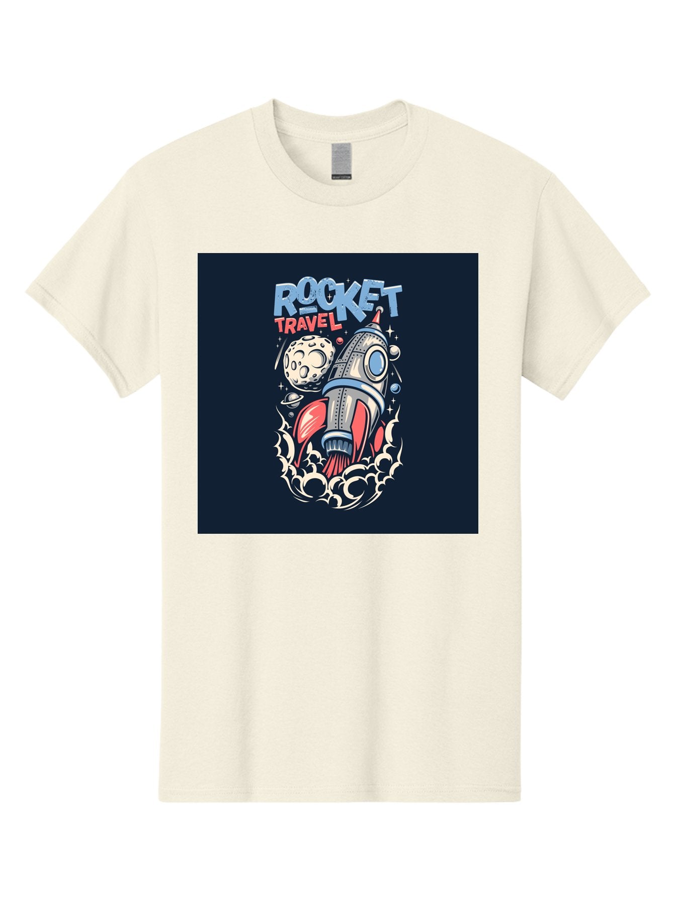 Rocket-Travel Men'S Graphic Tee, 100% Cotton, Comfortable Casual Summer Wear, Machine Washable, Rocket Ship, Space Travel, Adventure, Exploration, Cartoon Style, Vibrant Colors, Celestial Bodies, Moon, Stars, Futuristic Aab476 6