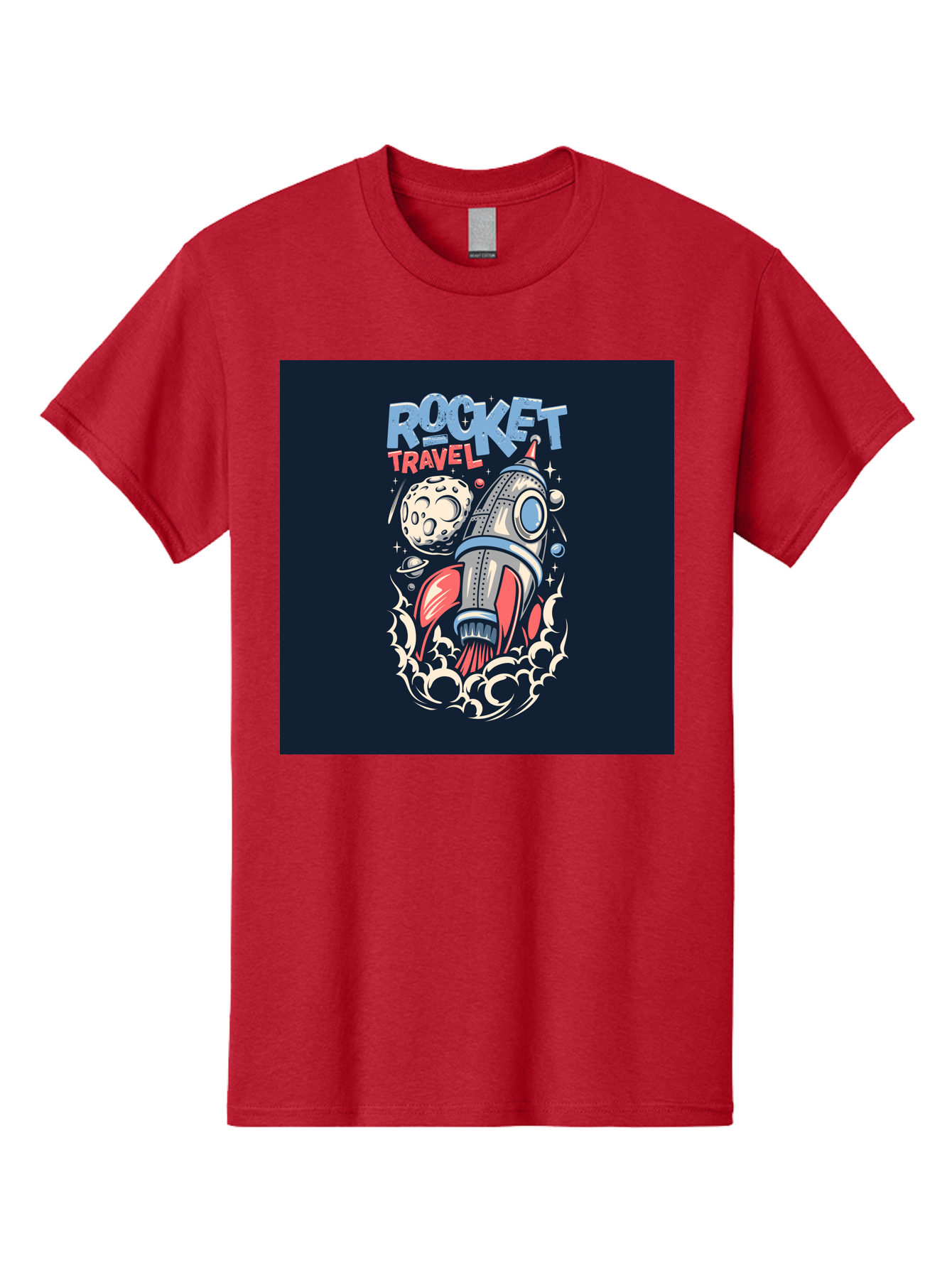 Rocket-Travel Men'S Graphic Tee, 100% Cotton, Comfortable Casual Summer Wear, Machine Washable, Rocket Ship, Space Travel, Adventure, Exploration, Cartoon Style, Vibrant Colors, Celestial Bodies, Moon, Stars, Futuristic Aab476 23