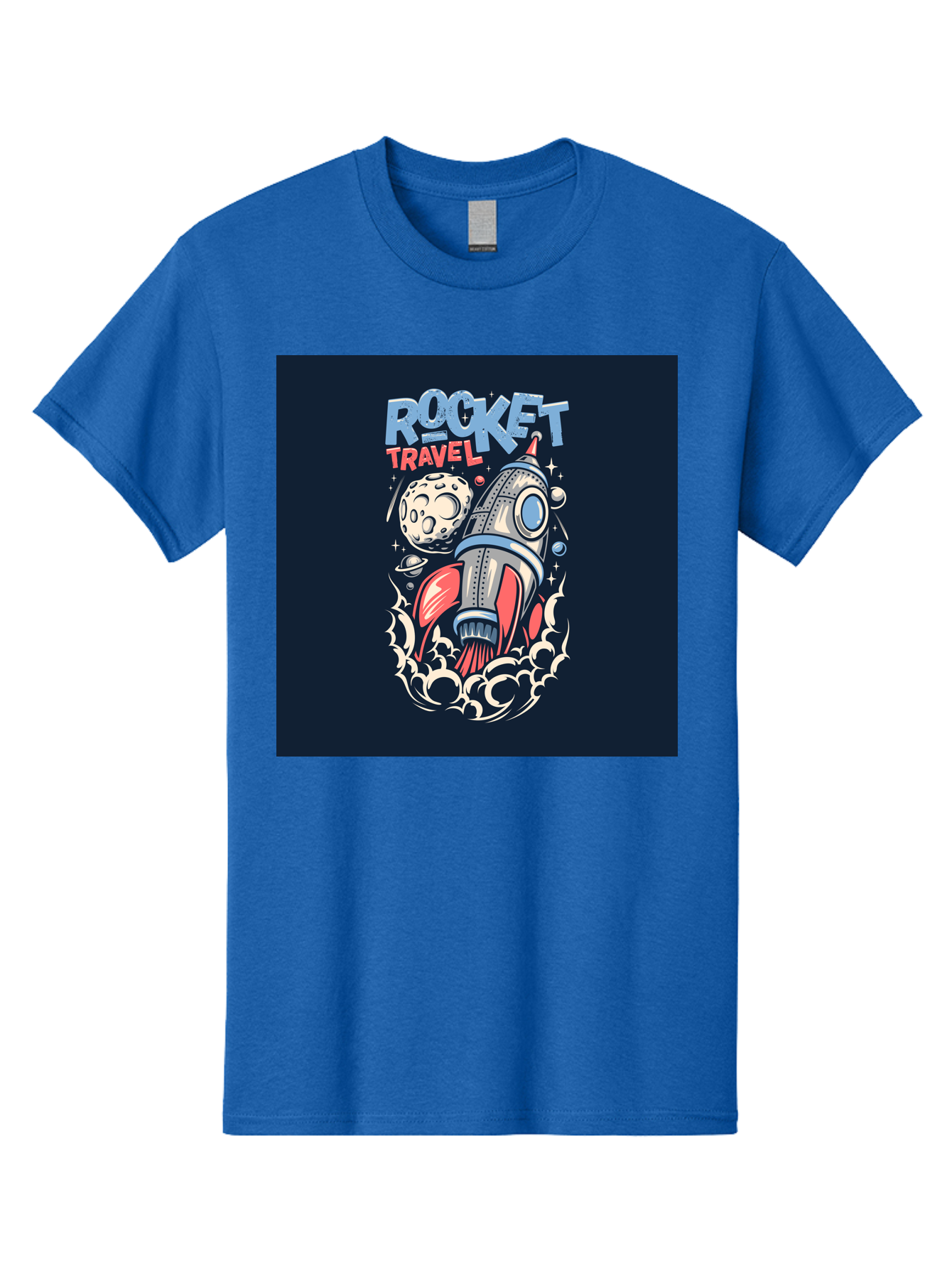 Rocket-Travel Men'S Graphic Tee, 100% Cotton, Comfortable Casual Summer Wear, Machine Washable, Rocket Ship, Space Travel, Adventure, Exploration, Cartoon Style, Vibrant Colors, Celestial Bodies, Moon, Stars, Futuristic Aab476 25