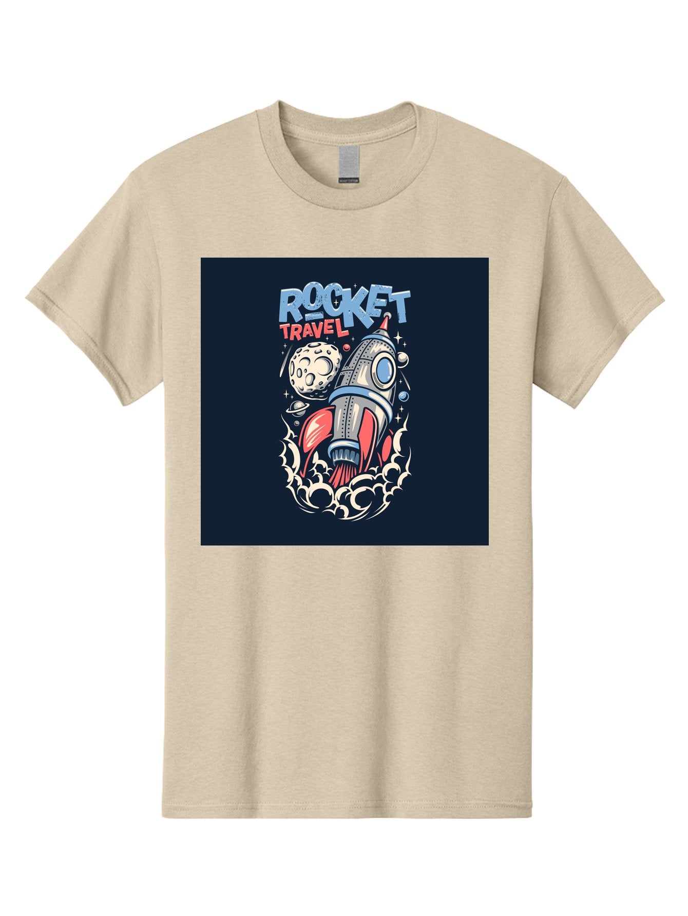 Rocket-Travel Men'S Graphic Tee, 100% Cotton, Comfortable Casual Summer Wear, Machine Washable, Rocket Ship, Space Travel, Adventure, Exploration, Cartoon Style, Vibrant Colors, Celestial Bodies, Moon, Stars, Futuristic Aab476 8