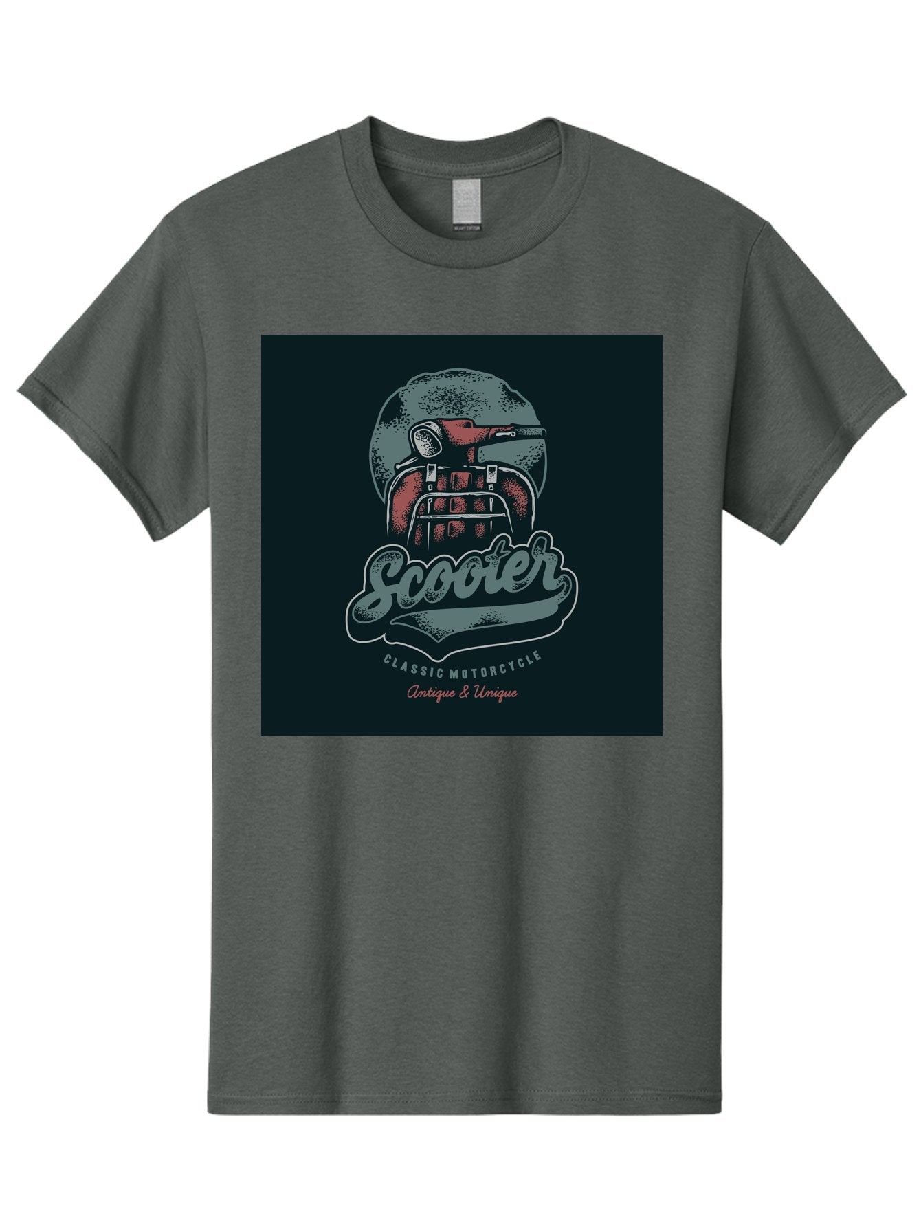 Scooter-Classic-Motorcycle Men'S Graphic Tee, 100% Cotton, Comfortable Casual Summer Wear, Machine Washable, Vintage Motorcycle Helmet, Classic Scooter Design, Antique Bike, Unique Motorcycle Art, Retro Scooter Style, Nostalgic Ride, Aab479 4