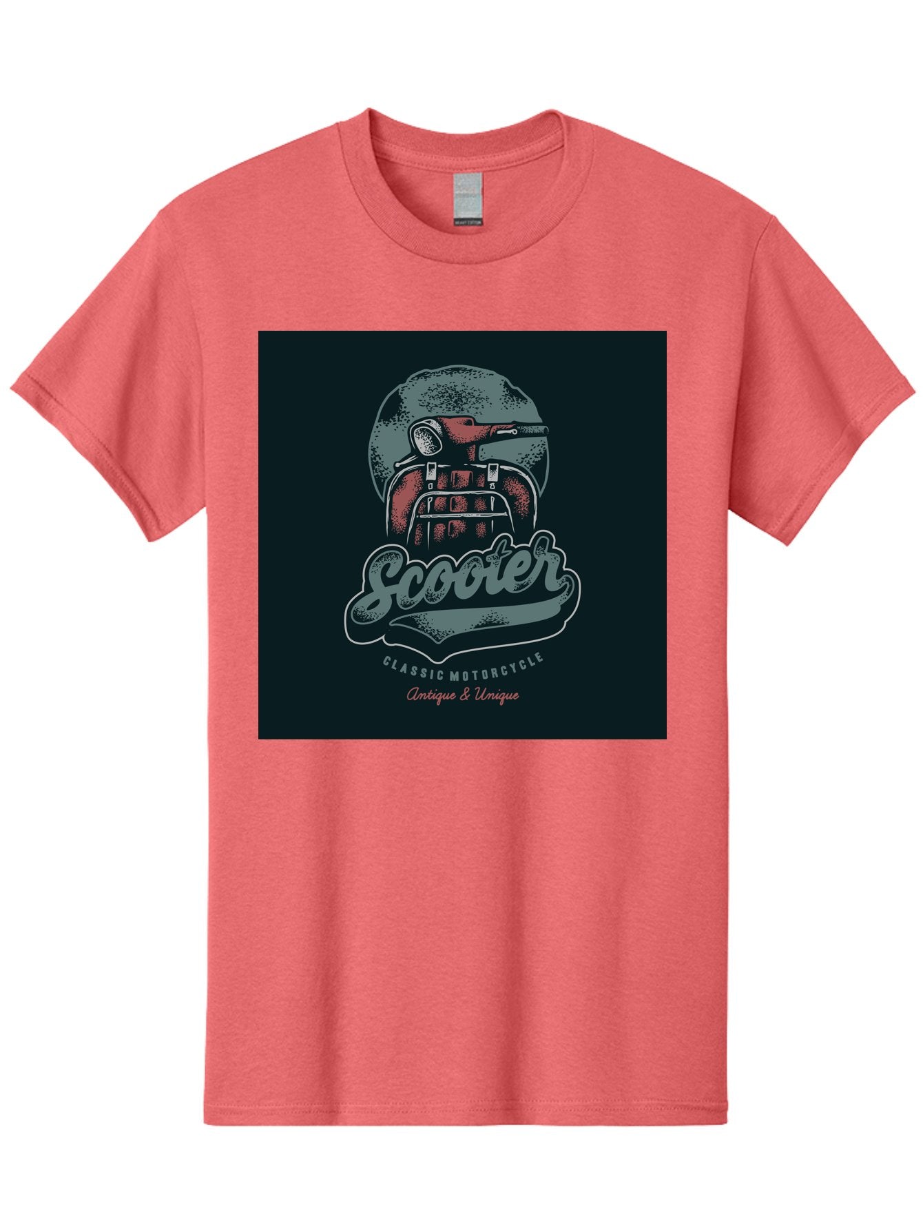 Scooter-Classic-Motorcycle Men'S Graphic Tee, 100% Cotton, Comfortable Casual Summer Wear, Machine Washable, Vintage Motorcycle Helmet, Classic Scooter Design, Antique Bike, Unique Motorcycle Art, Retro Scooter Style, Nostalgic Ride, Aab479 3