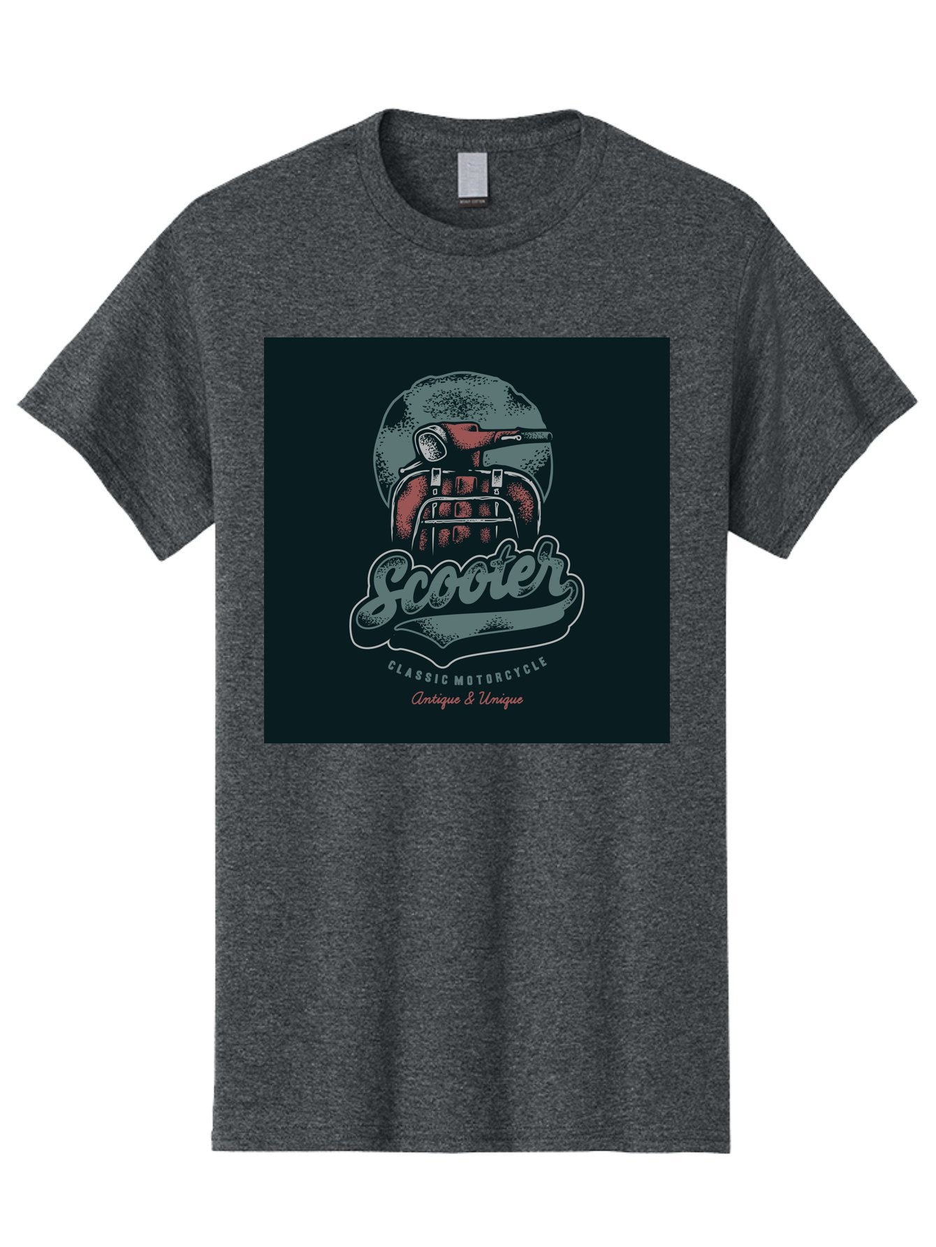 Scooter-Classic-Motorcycle Men'S Graphic Tee, 100% Cotton, Comfortable Casual Summer Wear, Machine Washable, Vintage Motorcycle Helmet, Classic Scooter Design, Antique Bike, Unique Motorcycle Art, Retro Scooter Style, Nostalgic Ride, Aab479