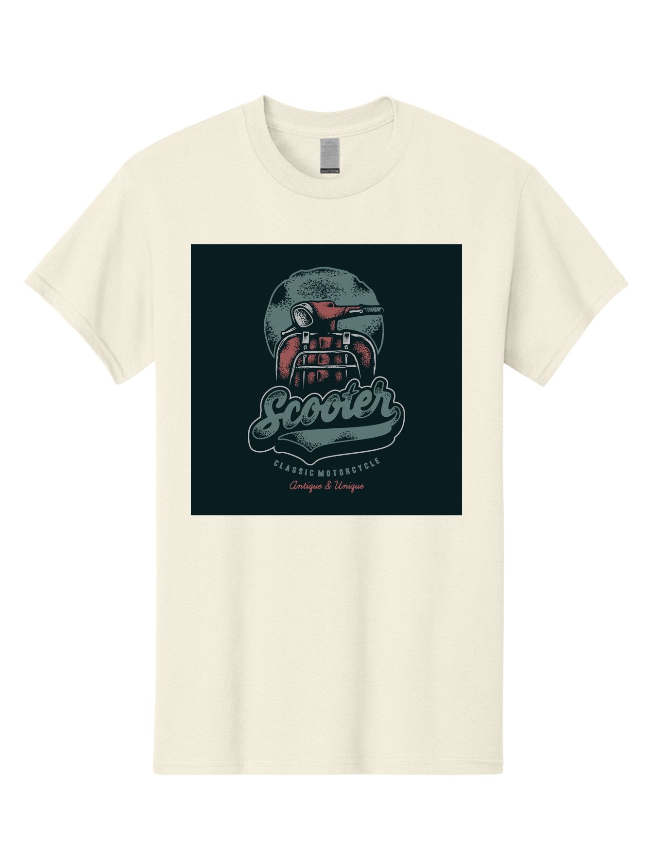 Scooter-Classic-Motorcycle Men'S Graphic Tee, 100% Cotton, Comfortable Casual Summer Wear, Machine Washable, Vintage Motorcycle Helmet, Classic Scooter Design, Antique Bike, Unique Motorcycle Art, Retro Scooter Style, Nostalgic Ride, Aab479 8