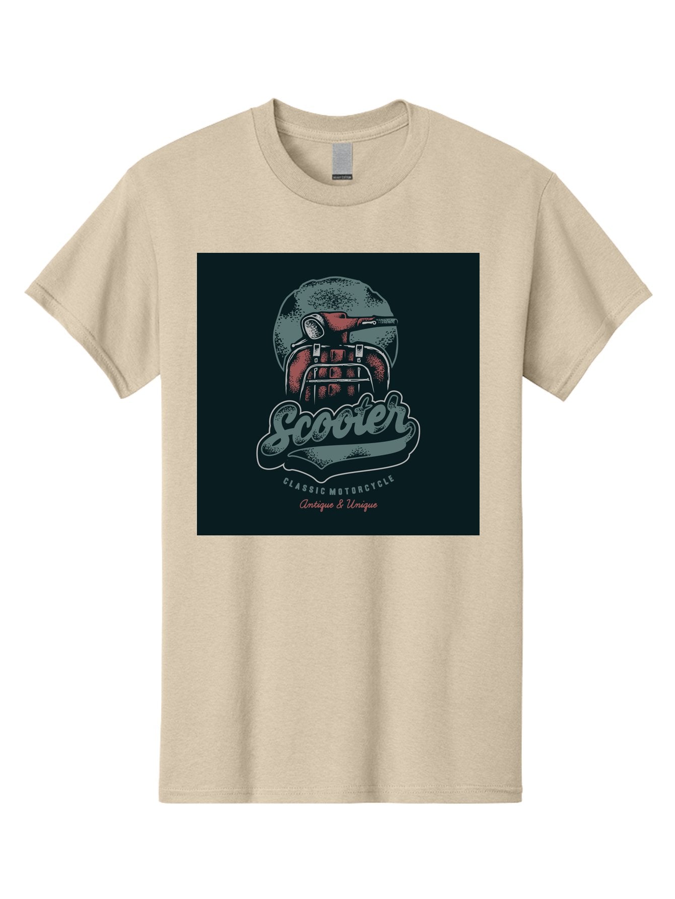 Scooter-Classic-Motorcycle Men'S Graphic Tee, 100% Cotton, Comfortable Casual Summer Wear, Machine Washable, Vintage Motorcycle Helmet, Classic Scooter Design, Antique Bike, Unique Motorcycle Art, Retro Scooter Style, Nostalgic Ride, Aab479 10