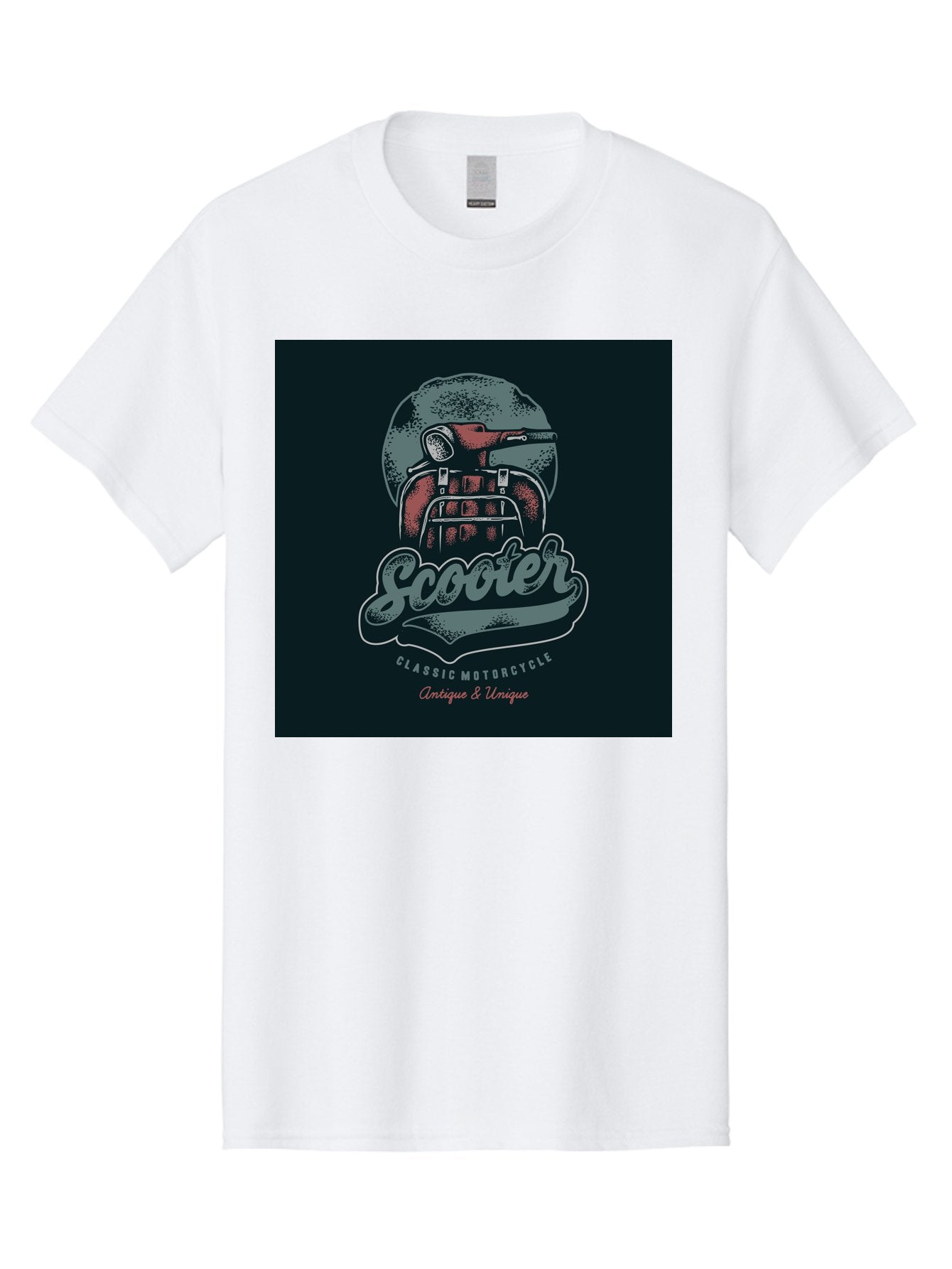 Scooter-Classic-Motorcycle Men'S Graphic Tee, 100% Cotton, Comfortable Casual Summer Wear, Machine Washable, Vintage Motorcycle Helmet, Classic Scooter Design, Antique Bike, Unique Motorcycle Art, Retro Scooter Style, Nostalgic Ride, Aab479 6