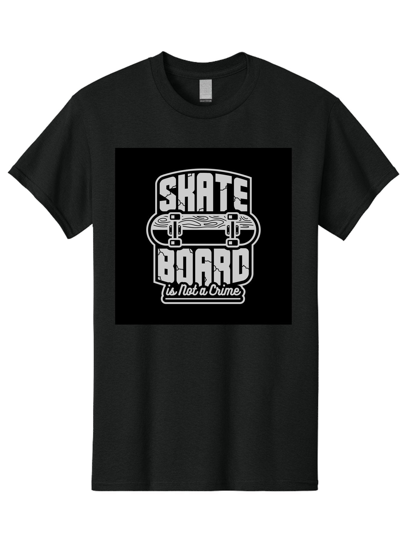 Skateboard-Is-Not-A-Crime Men'S Graphic Tee, 100% Cotton, Comfortable Casual Summer Wear, Machine Washable, Skateboard Graphic, Skate Culture, Streetwear Fashion, Rebellious Style, Bold Typography, Urban Lifestyle, Extreme Sports, Aab481 5