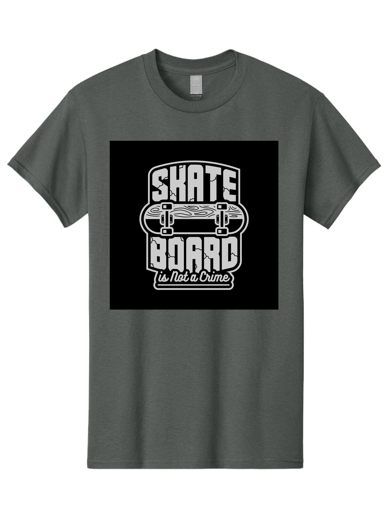 Skateboard-Is-Not-A-Crime Men'S Graphic Tee, 100% Cotton, Comfortable Casual Summer Wear, Machine Washable, Skateboard Graphic, Skate Culture, Streetwear Fashion, Rebellious Style, Bold Typography, Urban Lifestyle, Extreme Sports, Aab481 12