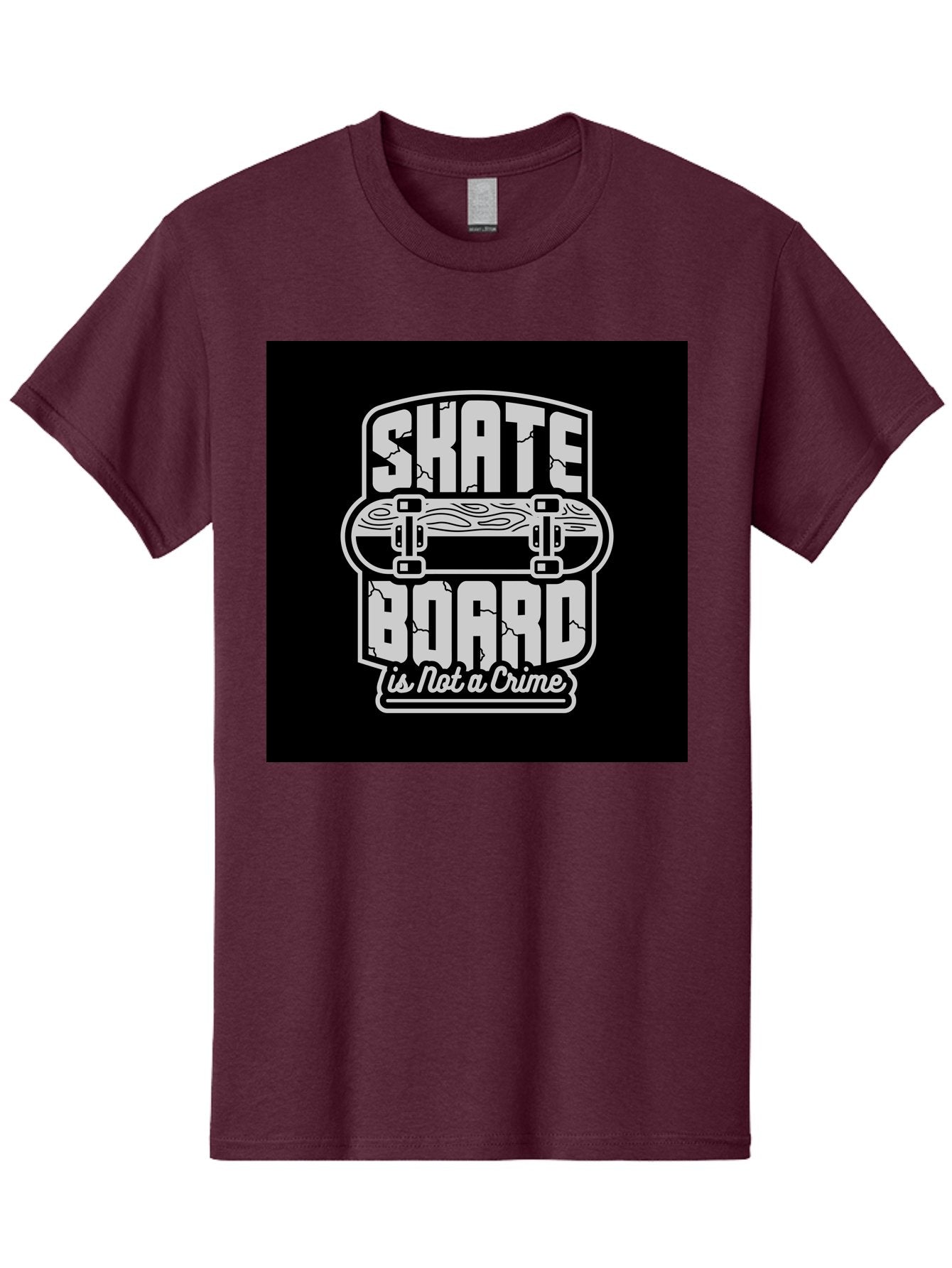 Skateboard-Is-Not-A-Crime Men'S Graphic Tee, 100% Cotton, Comfortable Casual Summer Wear, Machine Washable, Skateboard Graphic, Skate Culture, Streetwear Fashion, Rebellious Style, Bold Typography, Urban Lifestyle, Extreme Sports, Aab481 3