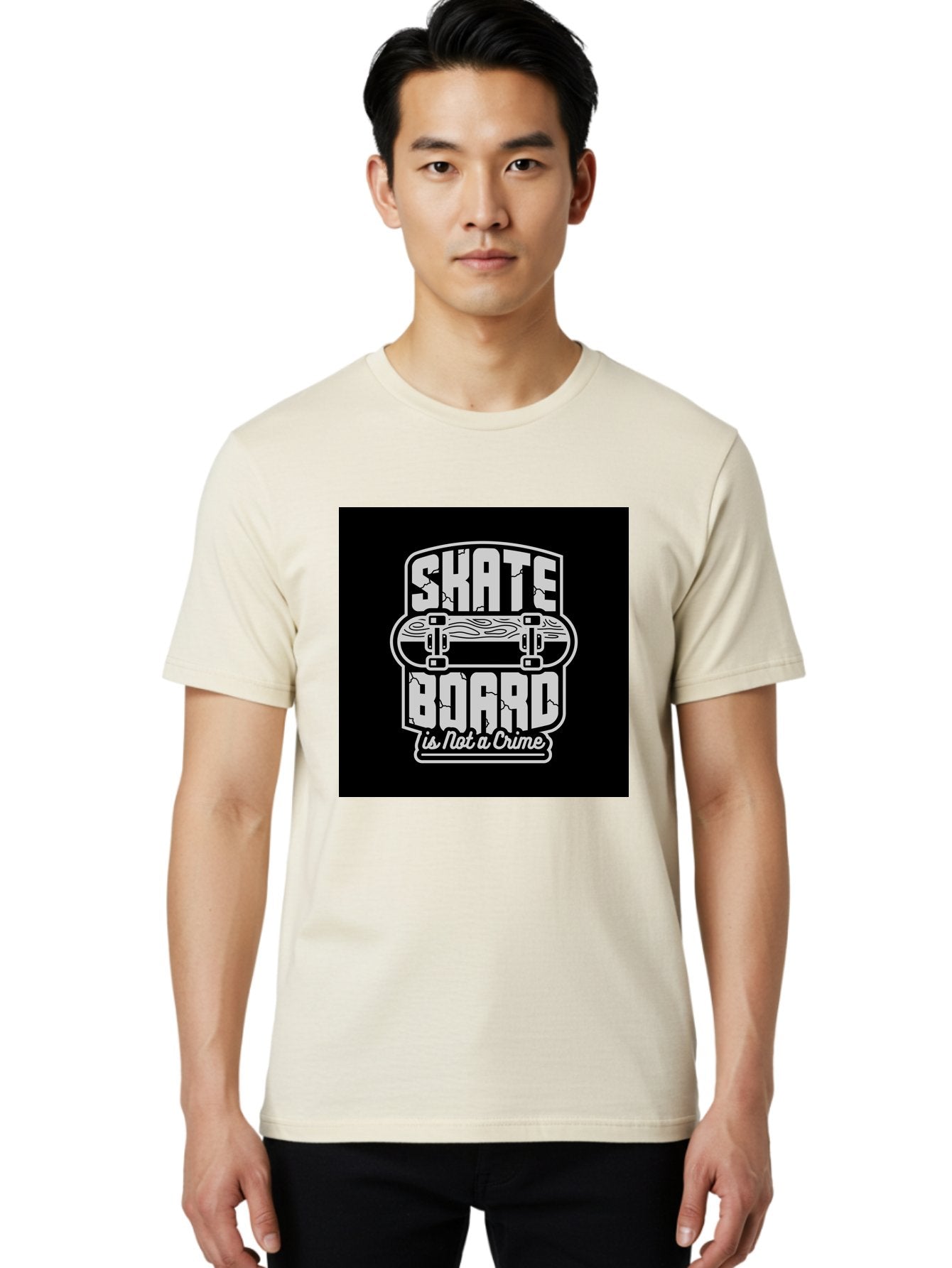 Skateboard-Is-Not-A-Crime Men'S Graphic Tee, 100% Cotton, Comfortable Casual Summer Wear, Machine Washable, Skateboard Graphic, Skate Culture, Streetwear Fashion, Rebellious Style, Bold Typography, Urban Lifestyle, Extreme Sports, Aab481 30